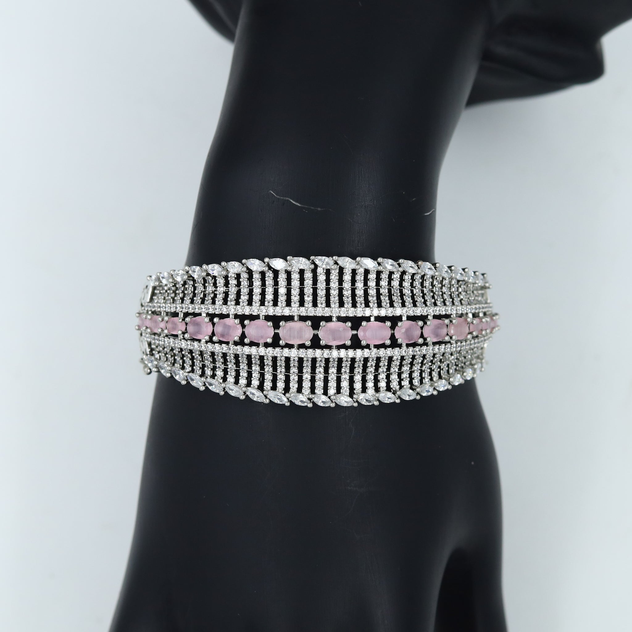 Stylish Zircon/AD Silver Plated Bracelet 16576-3723