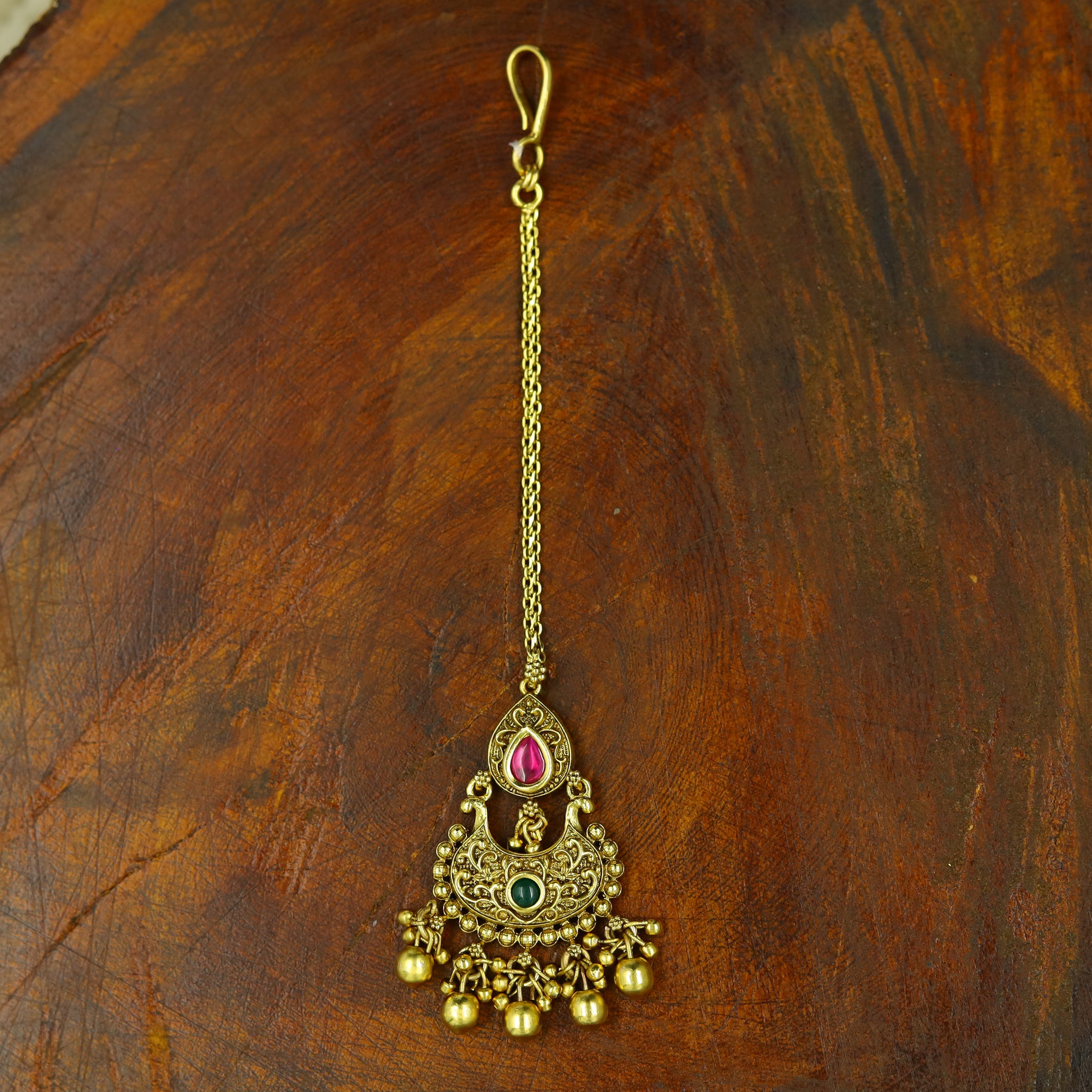 Antique Gold Finish Maang Tikka 12411-28