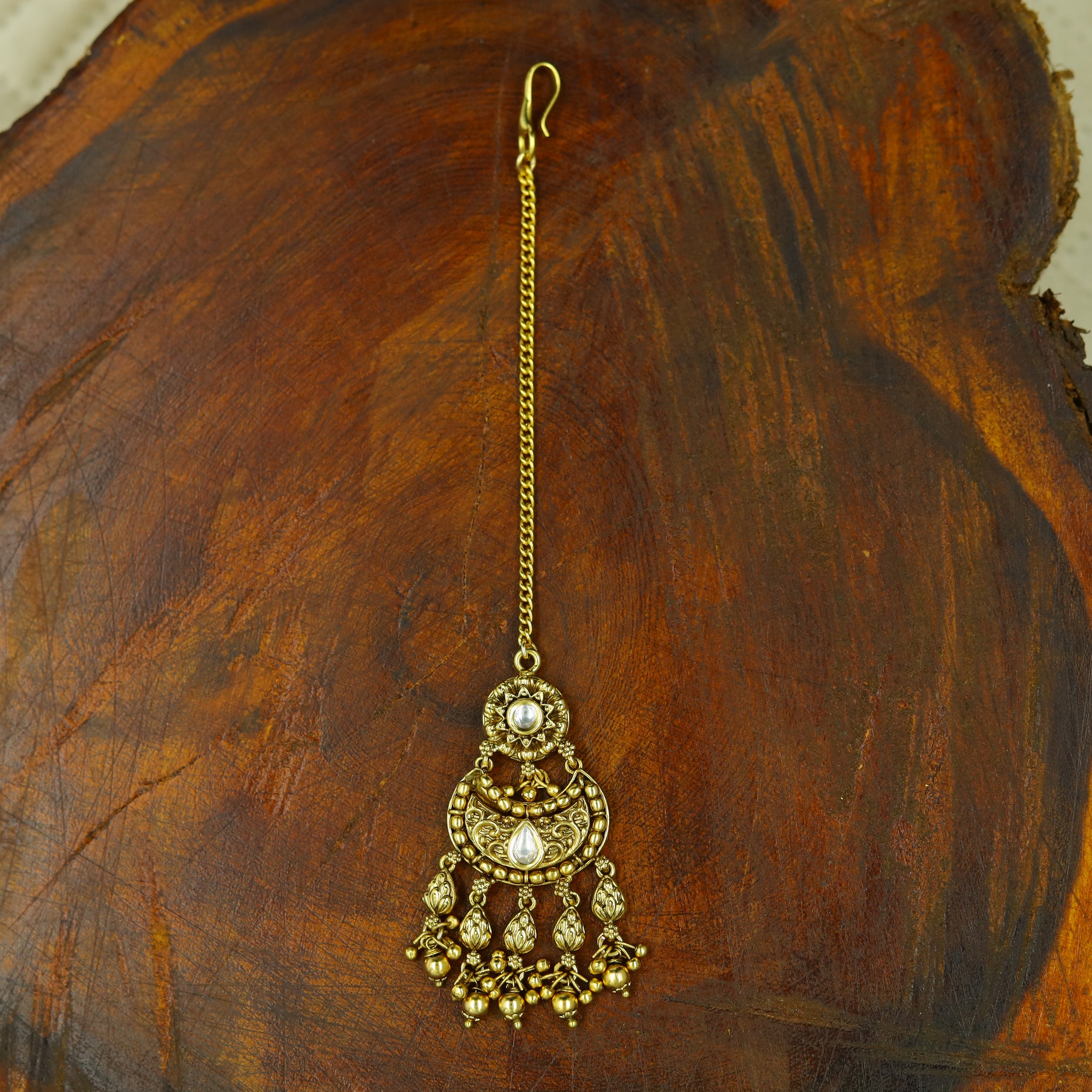 Antique Gold Finish Maang Tikka 12428-28