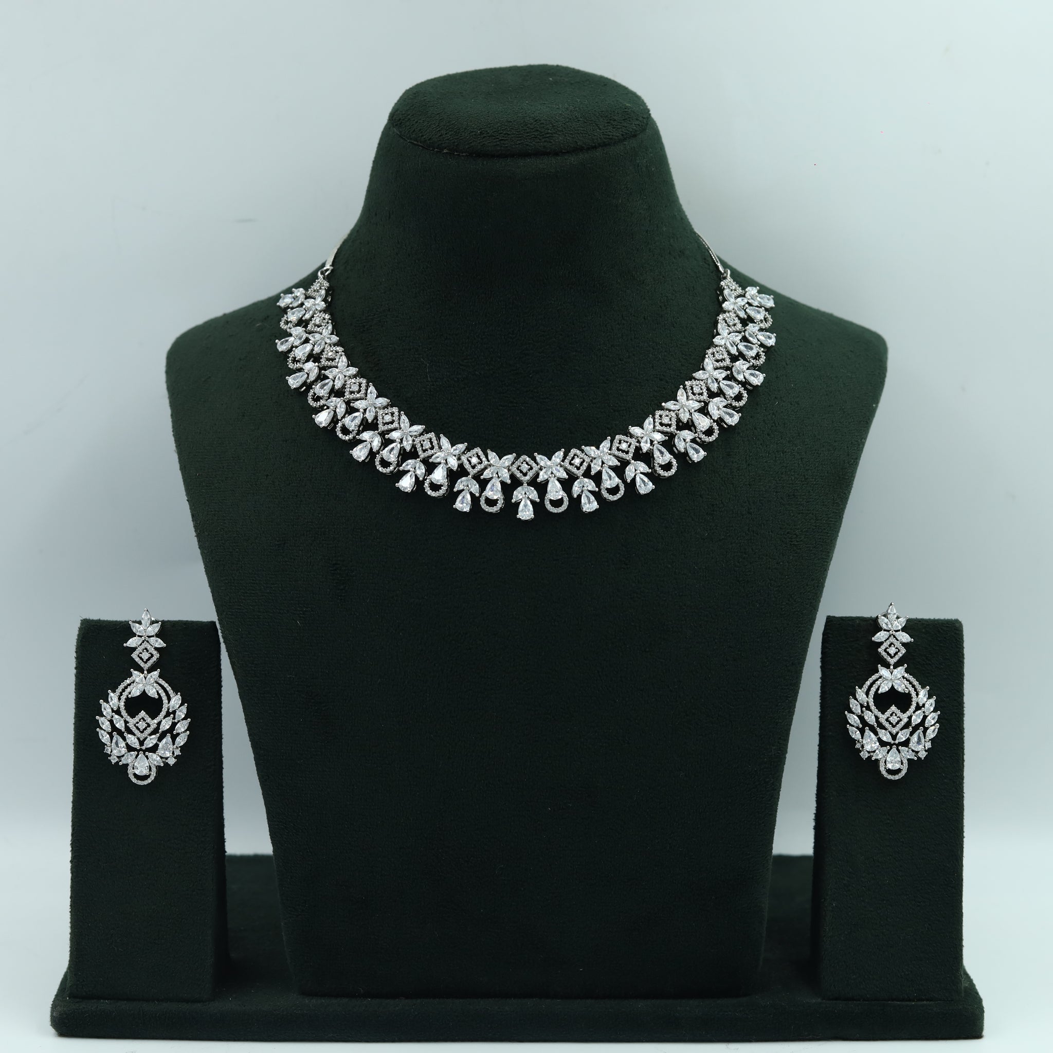 Round Neck Zircon/AD Necklace Set 4160-69