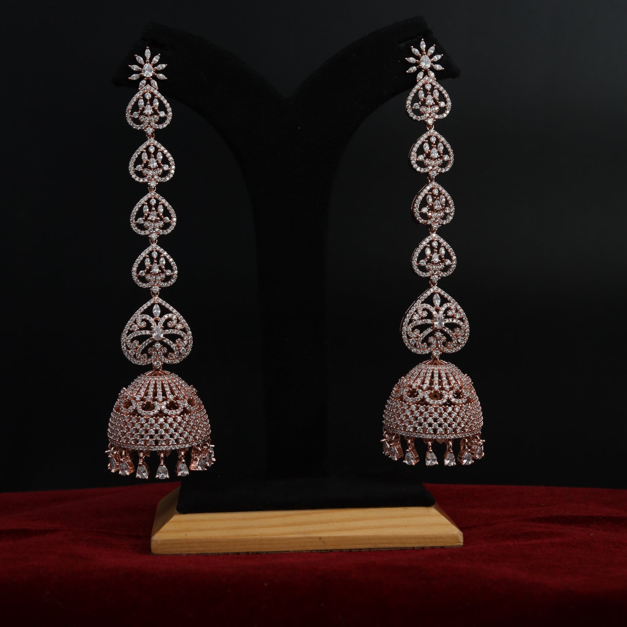 Rose Gold Zircon/AD Earring 18382-5564 - Dazzles Jewellery