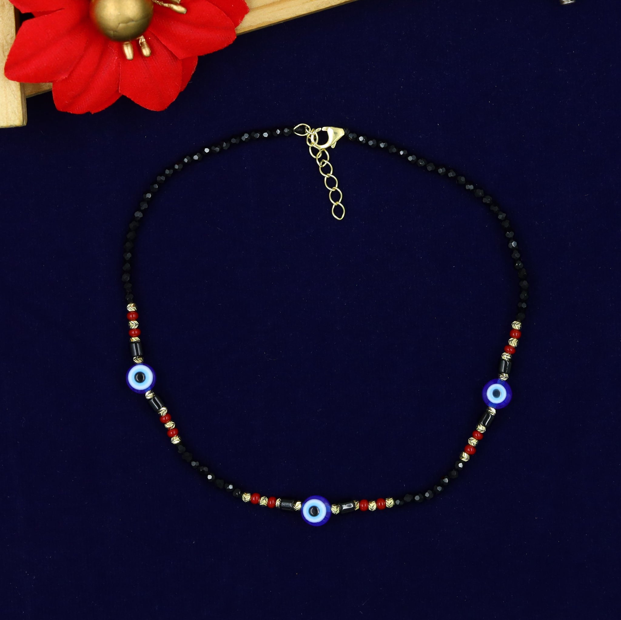 Pure 925 Hallmarked Evil Eye Silver Anklet 14505-22