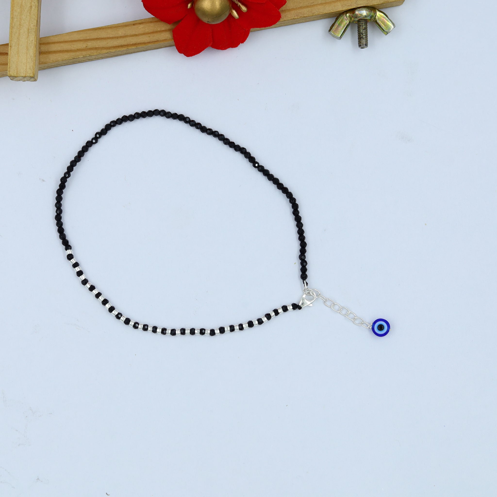 Pure 925 Hallmarked Evil Eye Silver Anklet 14500-22