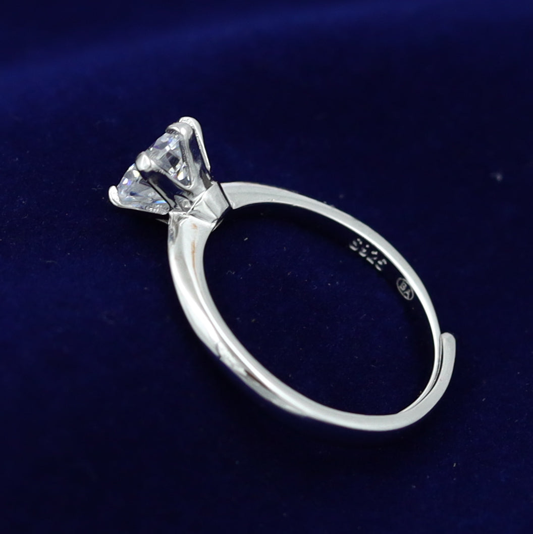 Pure 925 Hallmarked Solitaire Silver Ring 14359-22