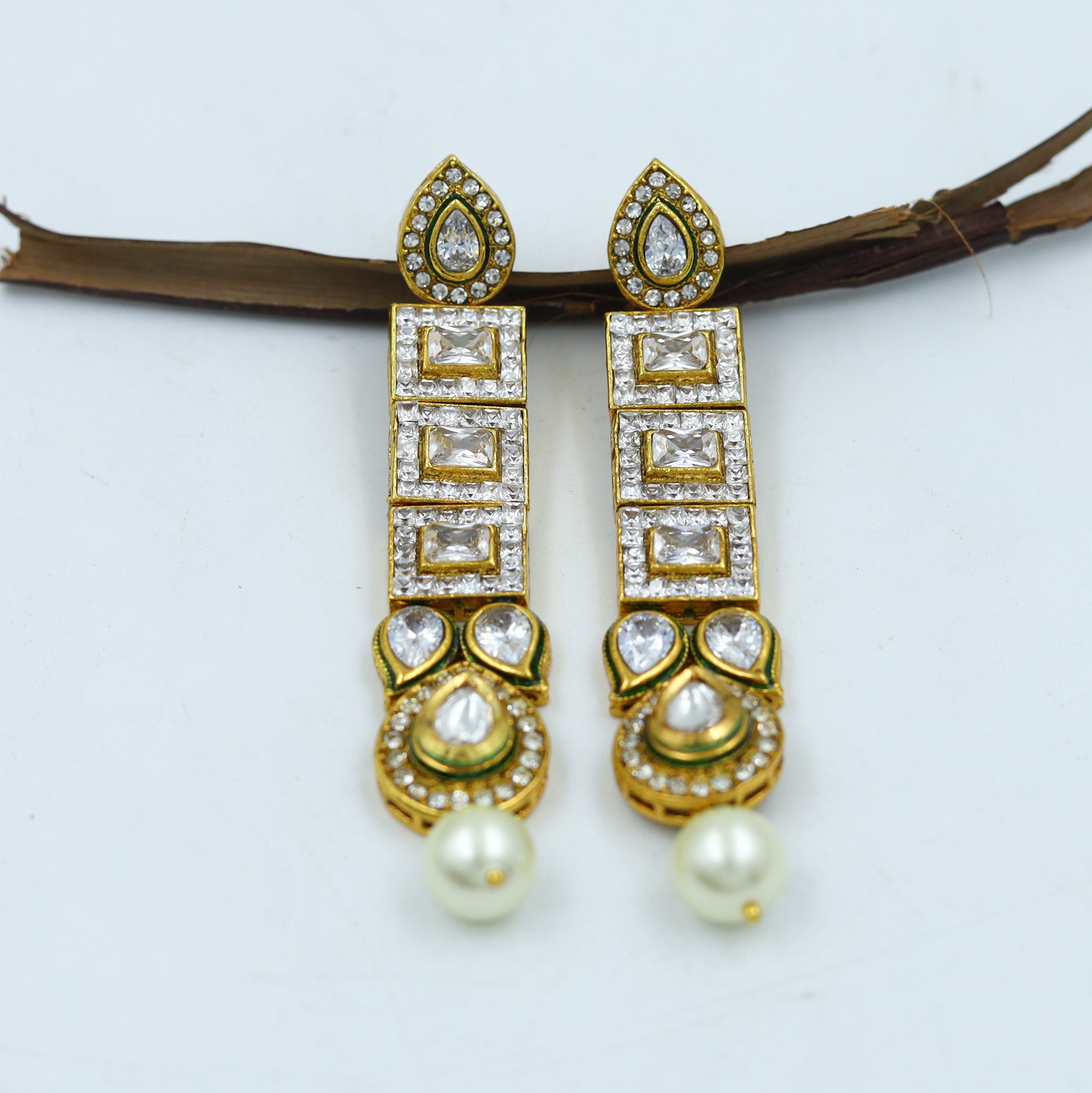 White Polki Earring