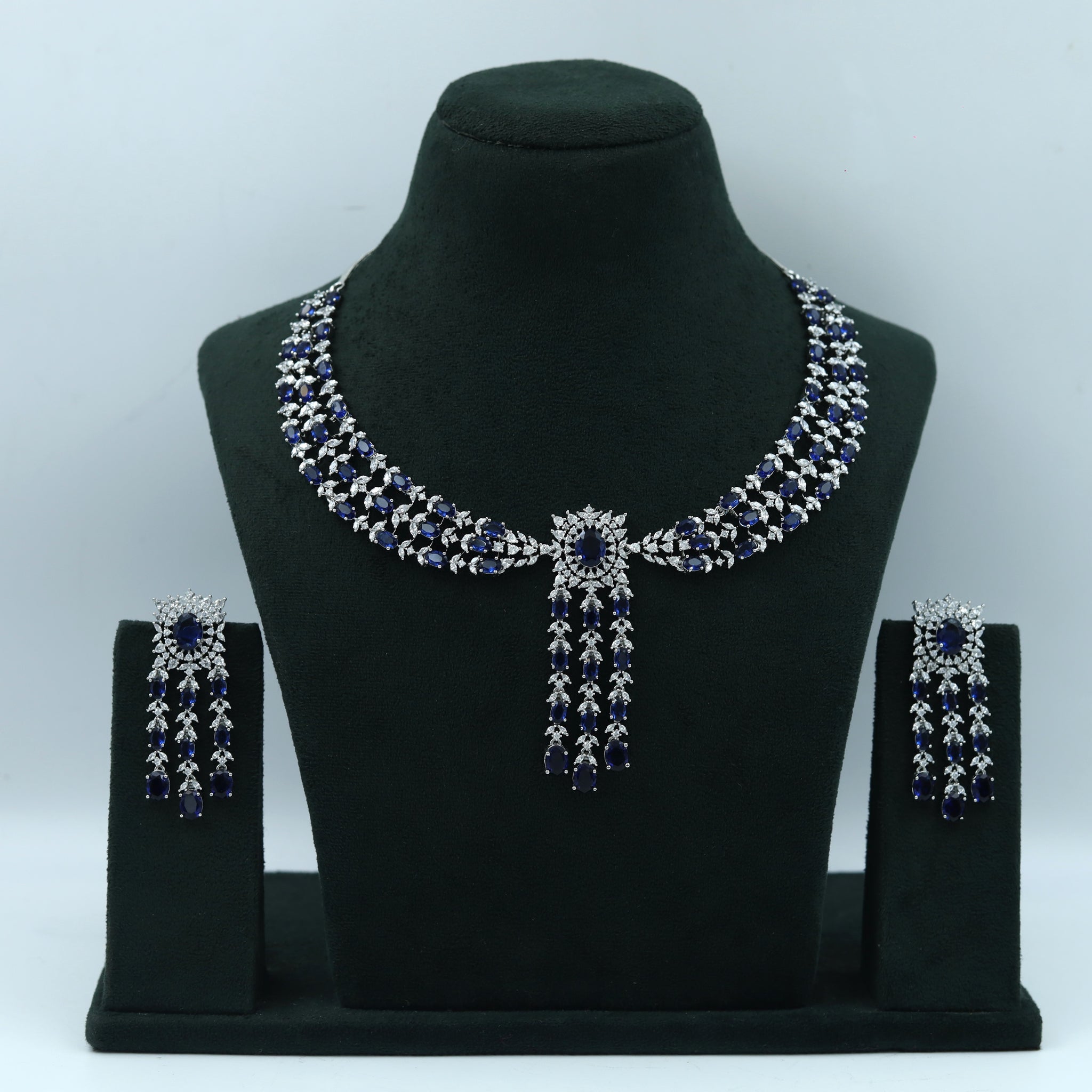 Round Neck Zircon/AD Necklace Set 10556-28