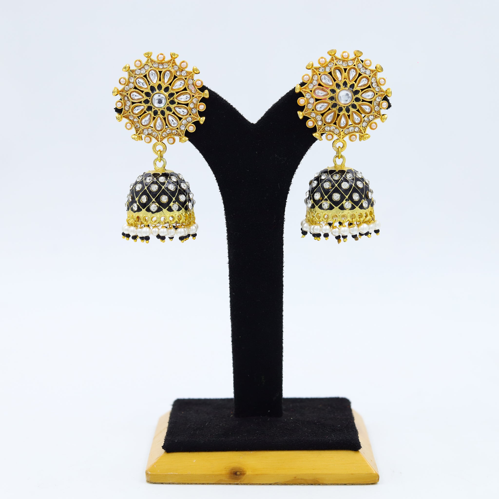 Black Kundan Earring 6982