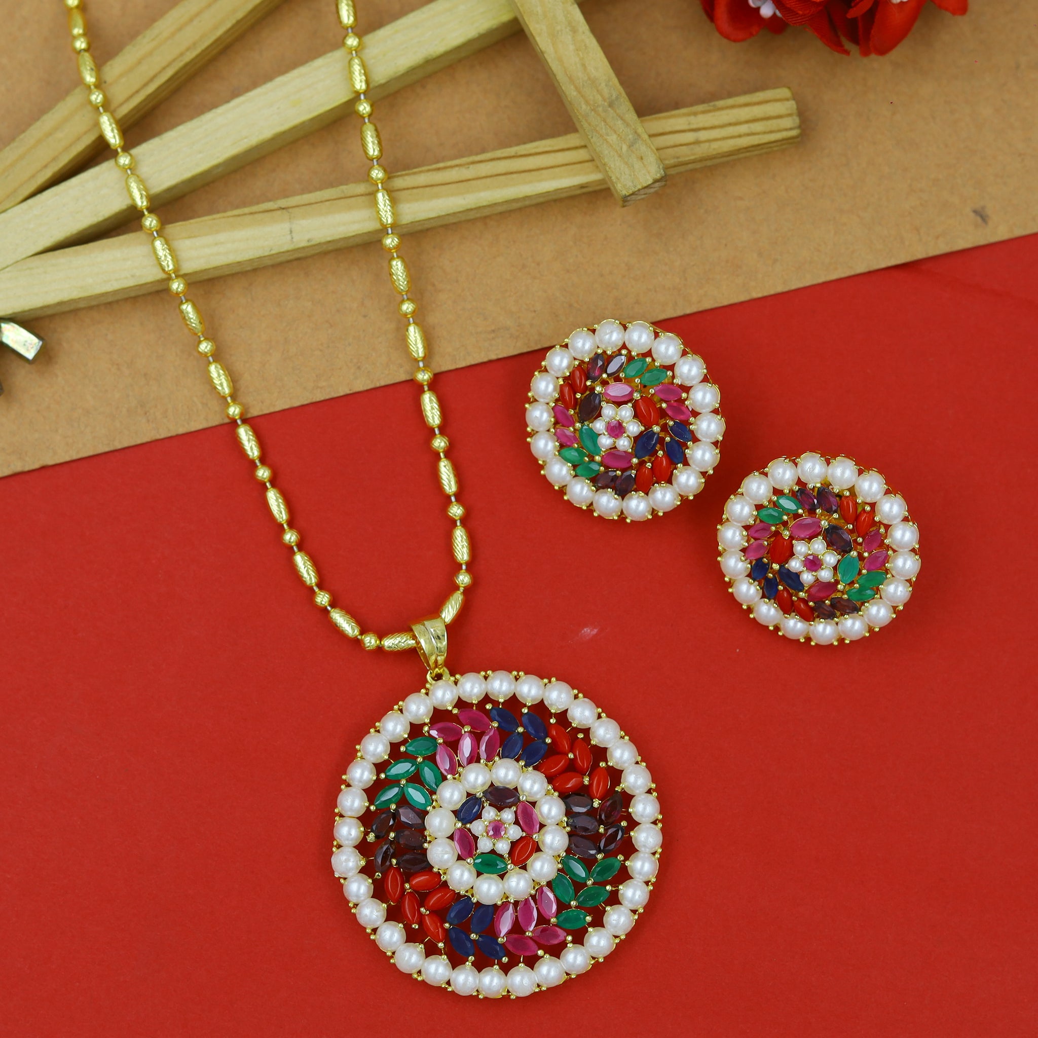 Medium Jadau Pendant Set 14664-48