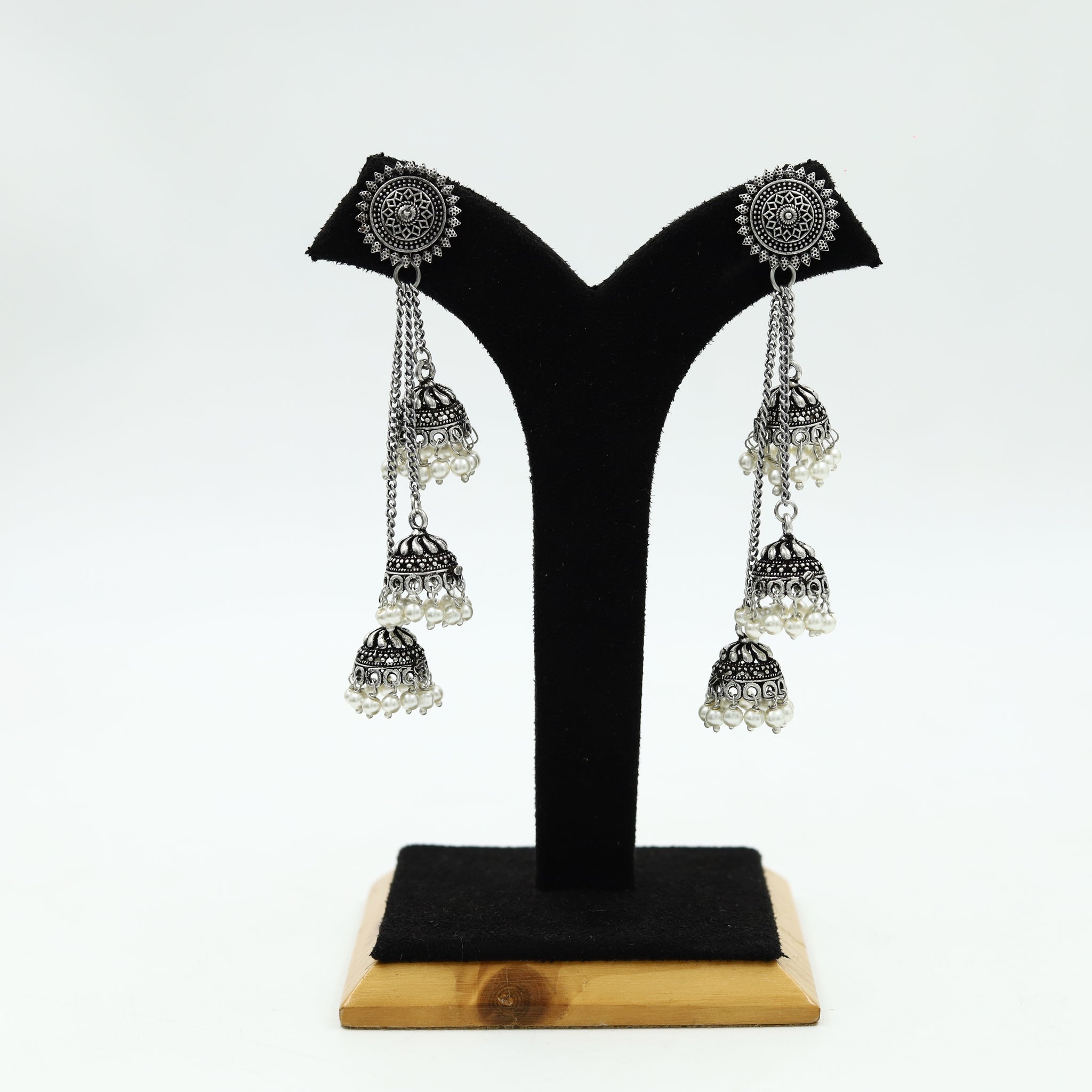 Kashmiri Jhumki Oxidized Earring 12629-28