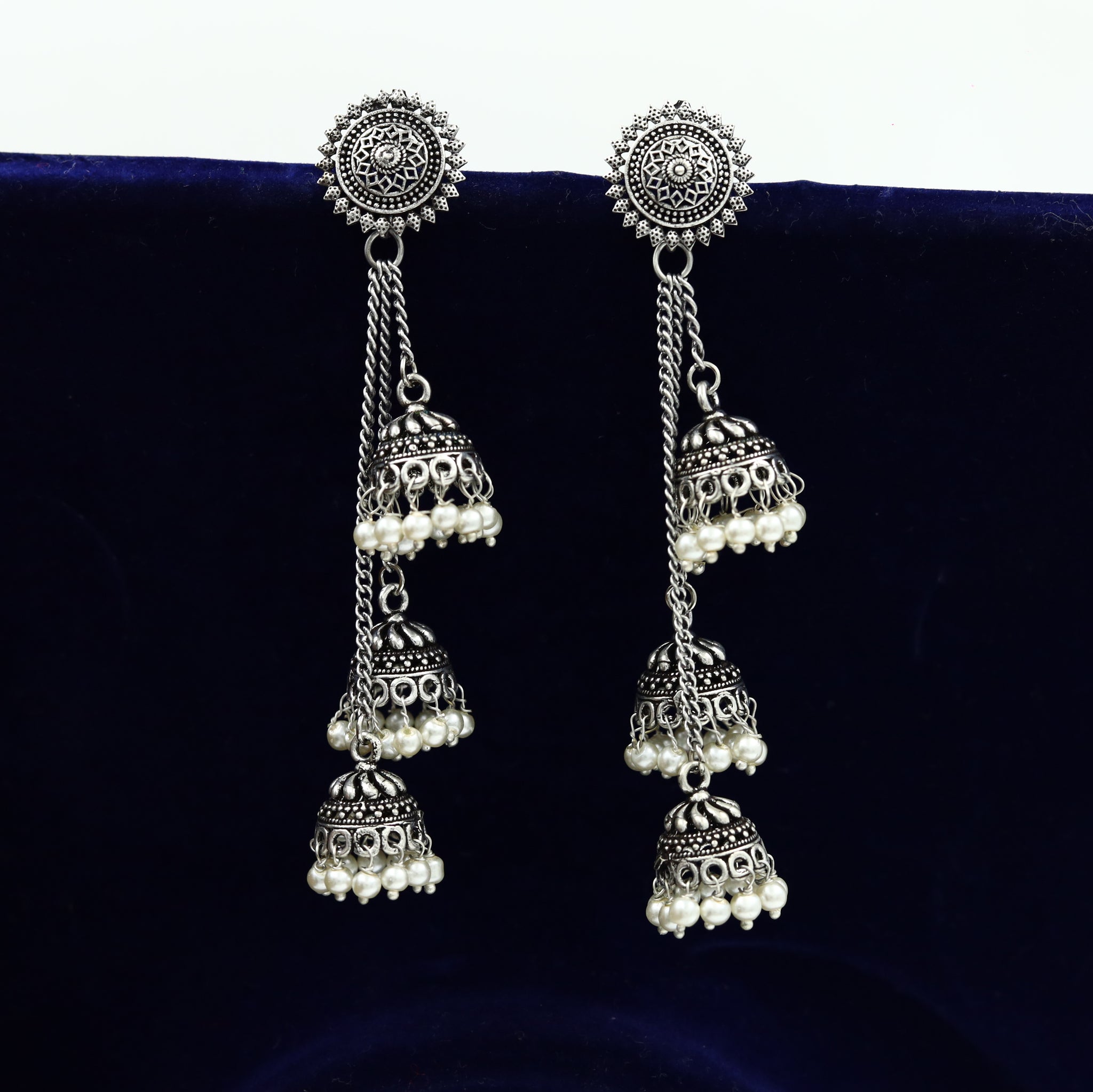 Kashmiri Jhumki Oxidized Earring 12629-28