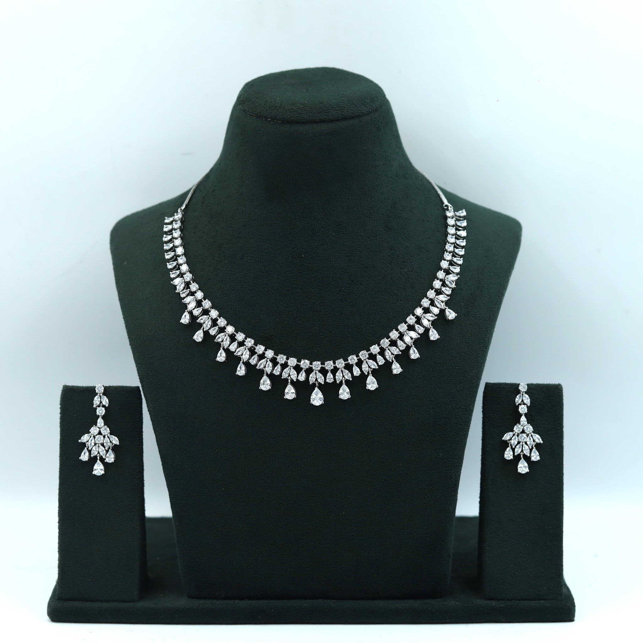 Silver Zircon/AD Necklace Set 13132-9907