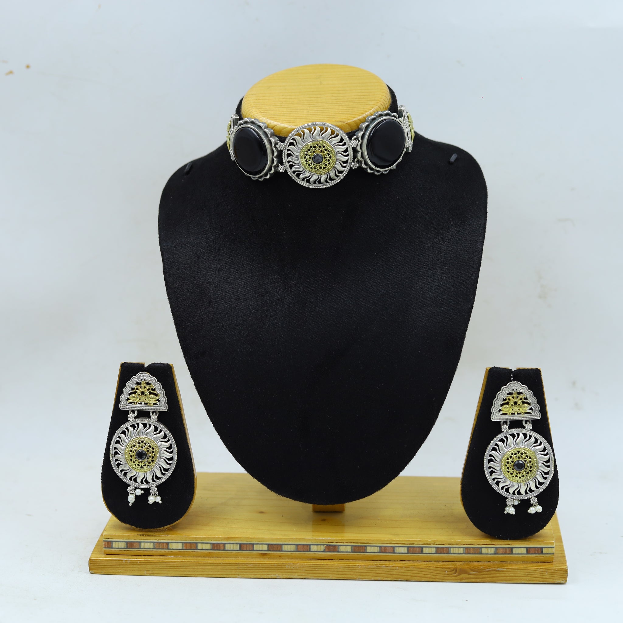 Oxidized Necklace Set Choker 14785-59