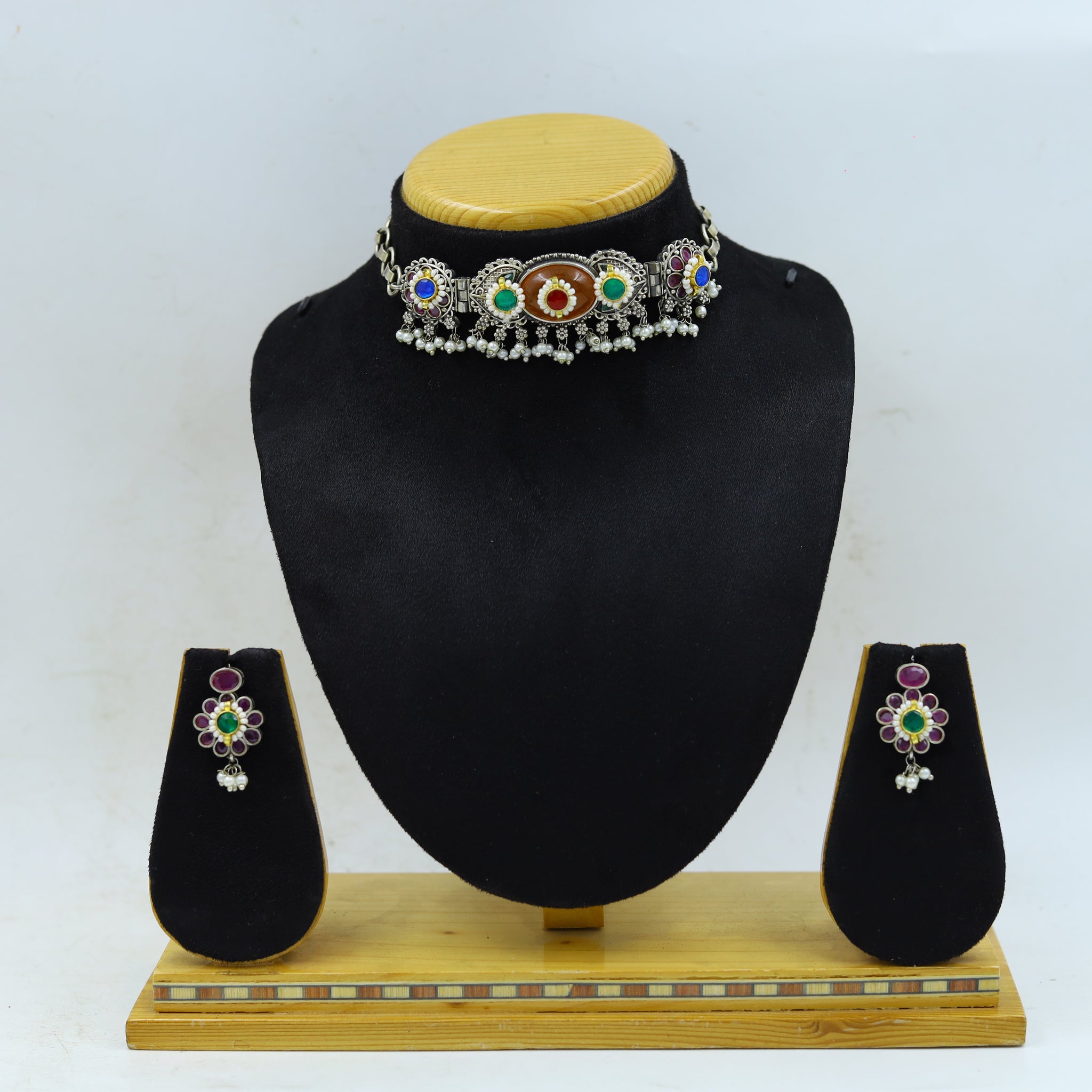 Oxidized Necklace Set Choker 14784-59