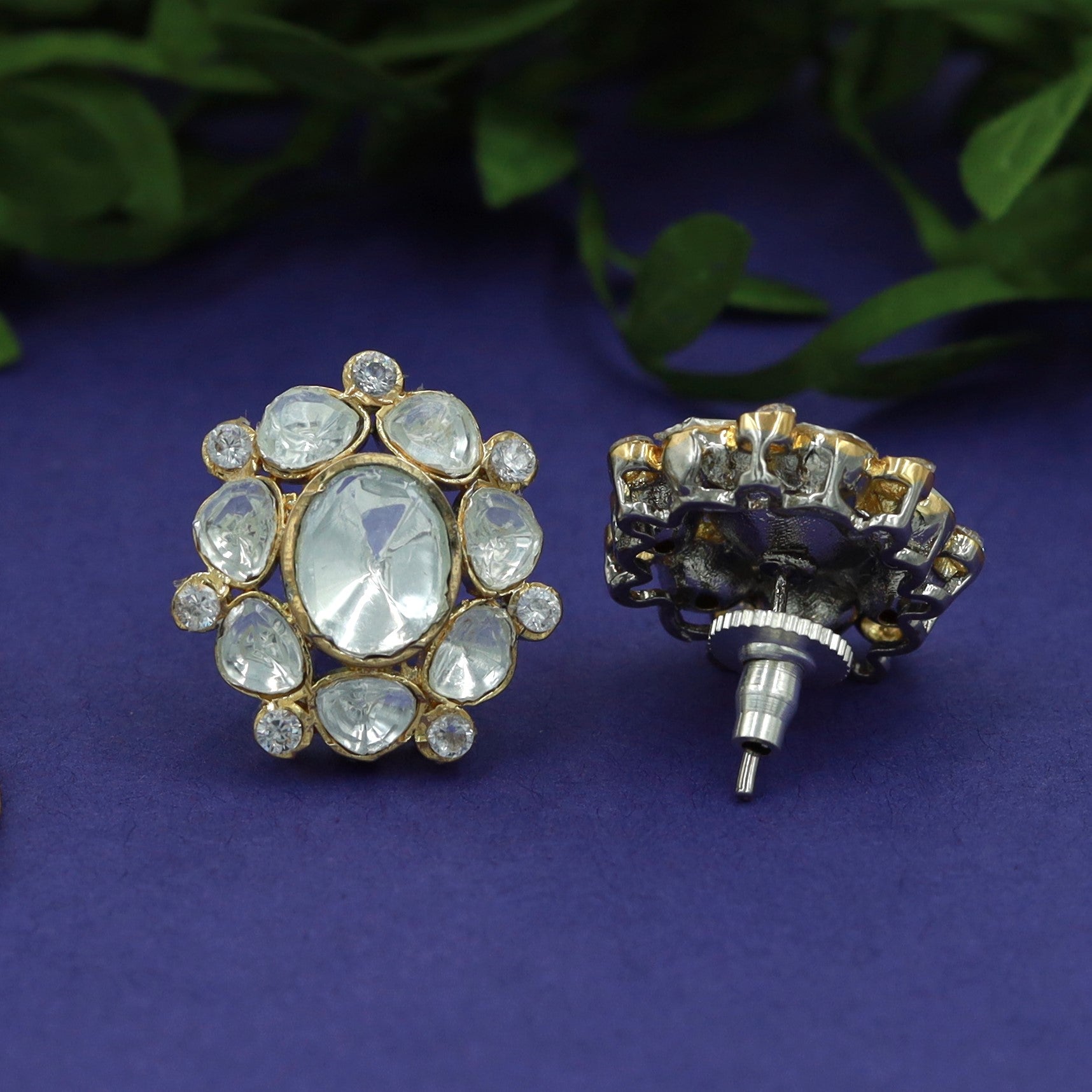 Tops/Studs Kundan Moissanite Earring 15486-42