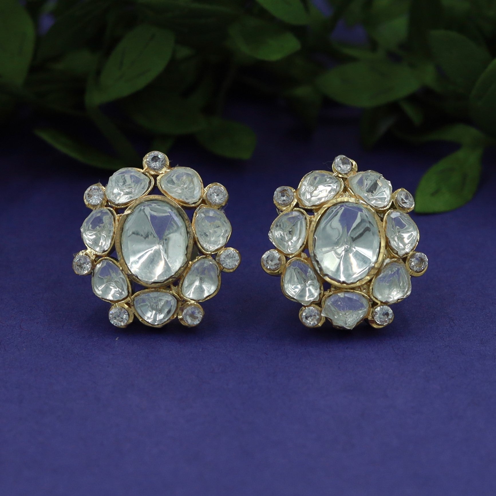 Tops/Studs Kundan Moissanite Earring 15486-42