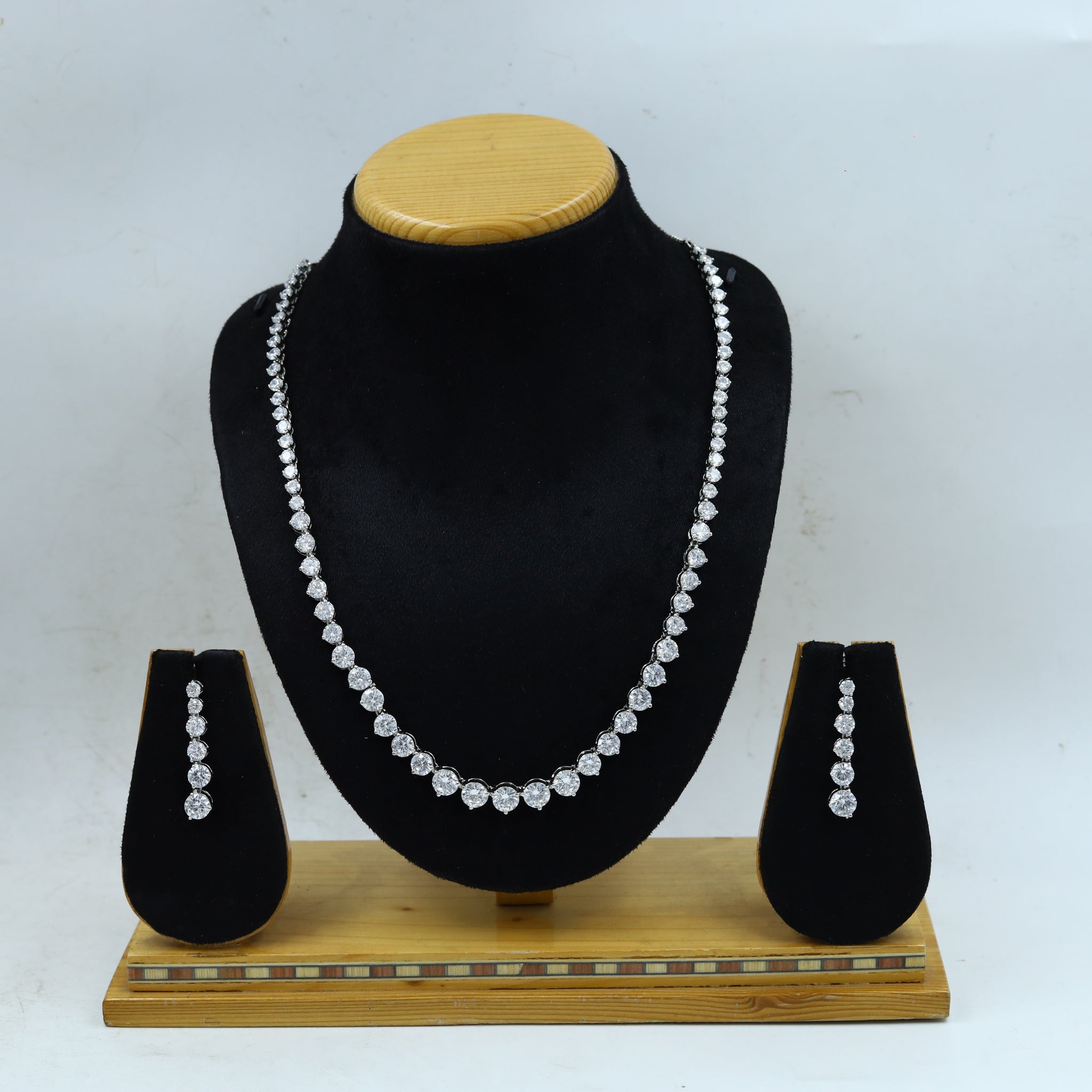 Round Neck Zircon/AD Necklace Set 14841-08