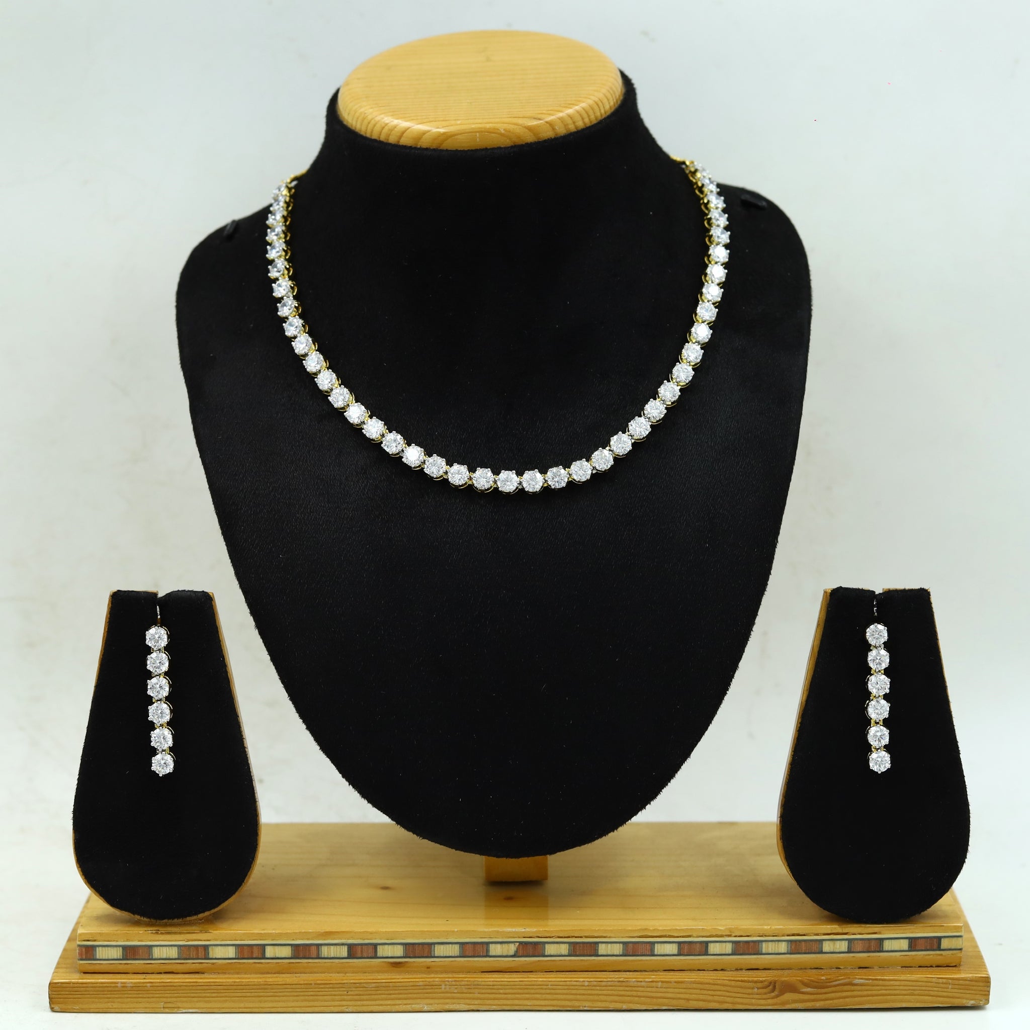 Round Neck Zircon/AD Necklace Set 14840-08