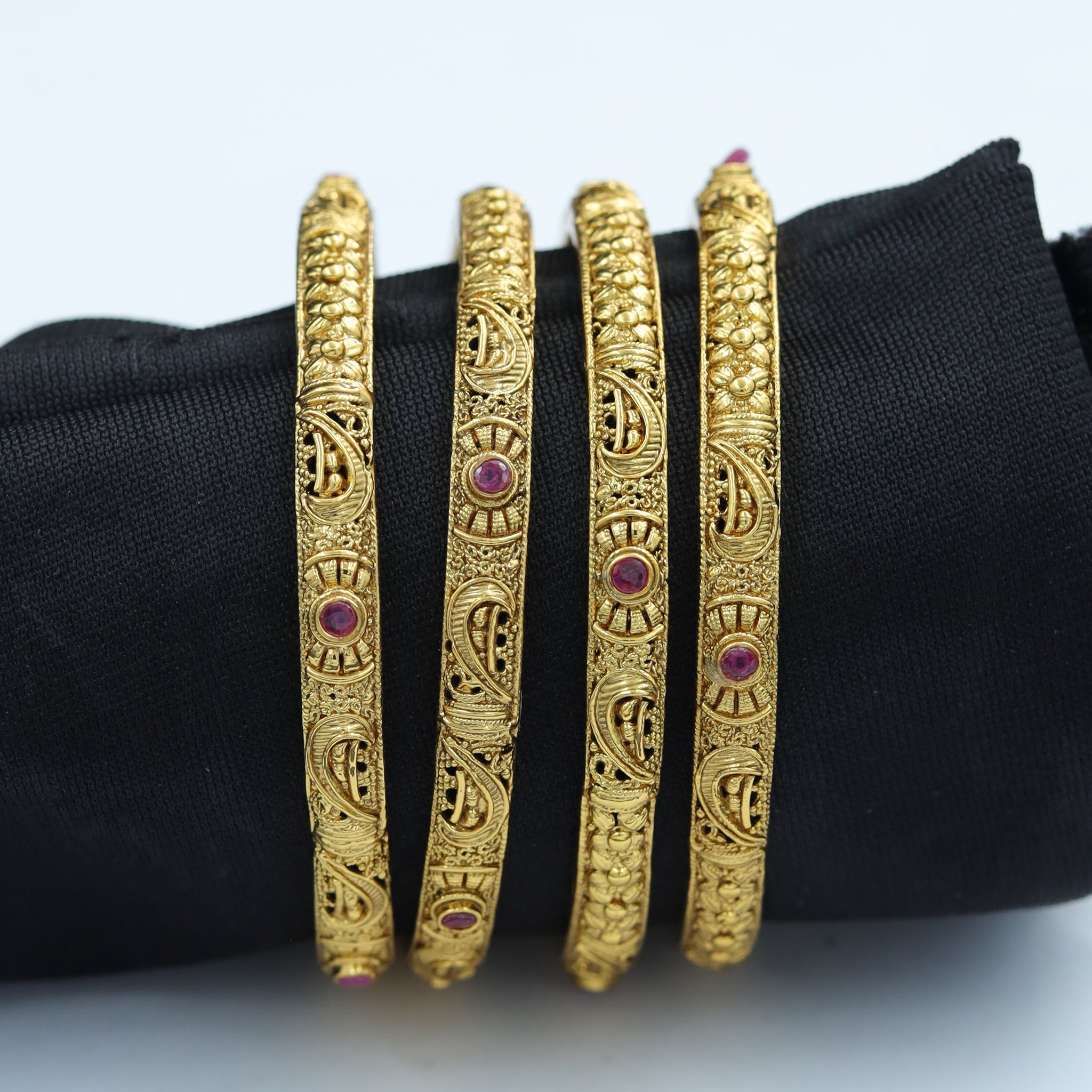 Gold Polish Ruby Bangles/Kada 3276-7341