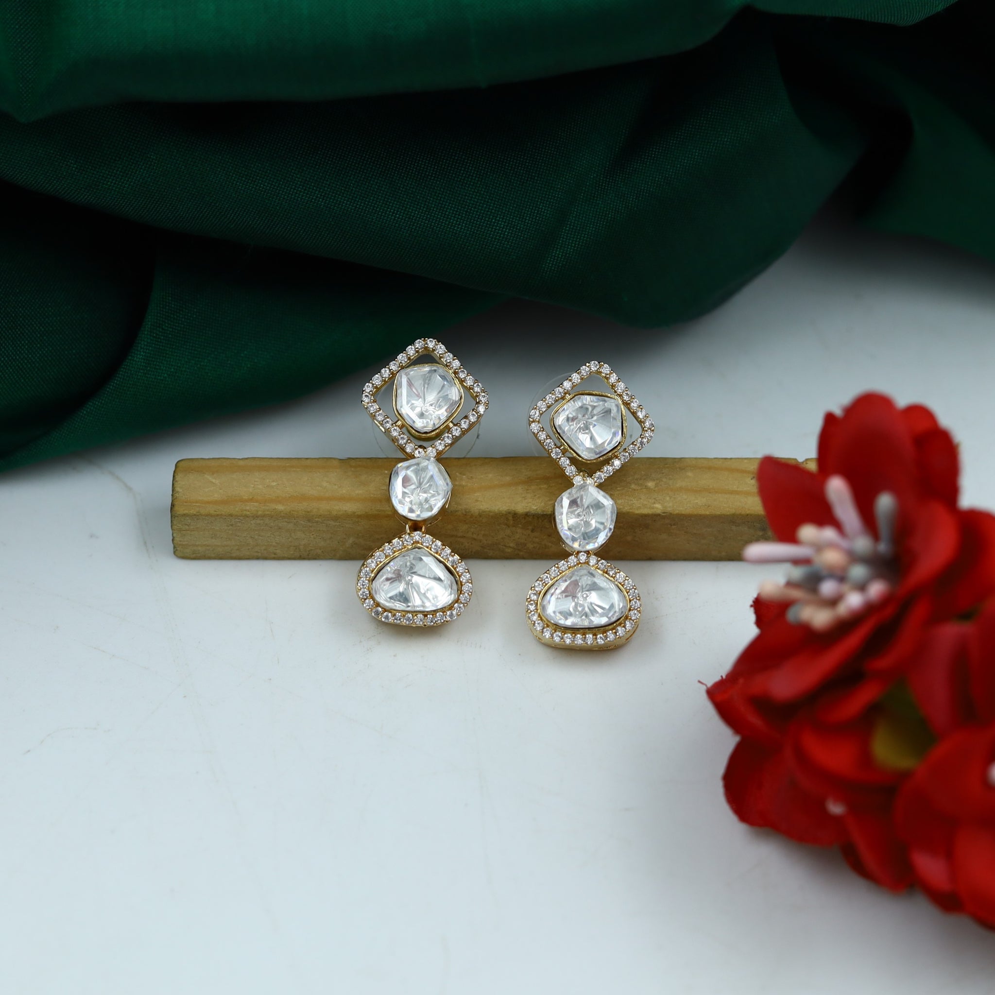 Moissanite Light Earring Kundan Earring 15072-87