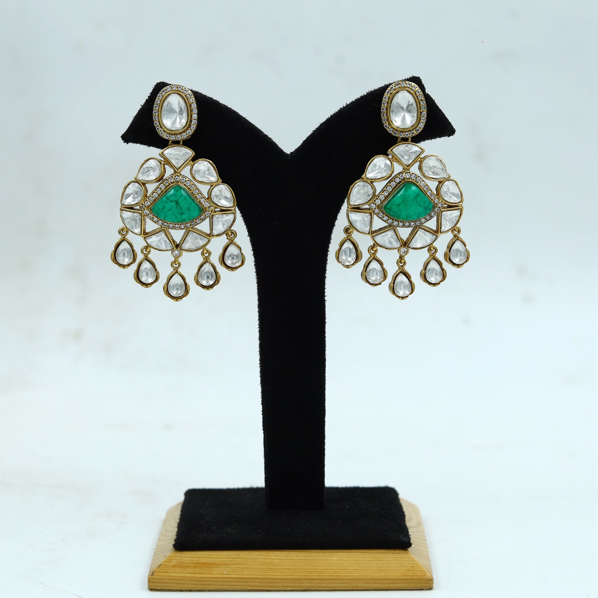 Sabyasachi Inspired Moissanite Danglers Kundan Earring 15078-87