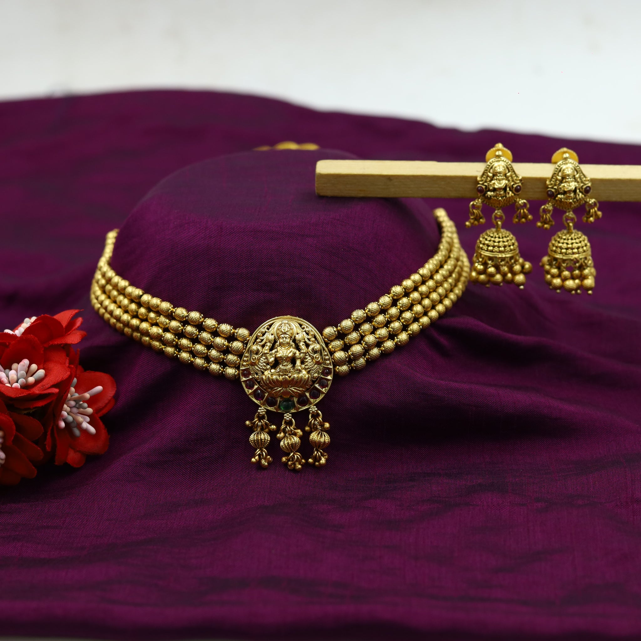 Choker Temple Necklace Set 14898-21