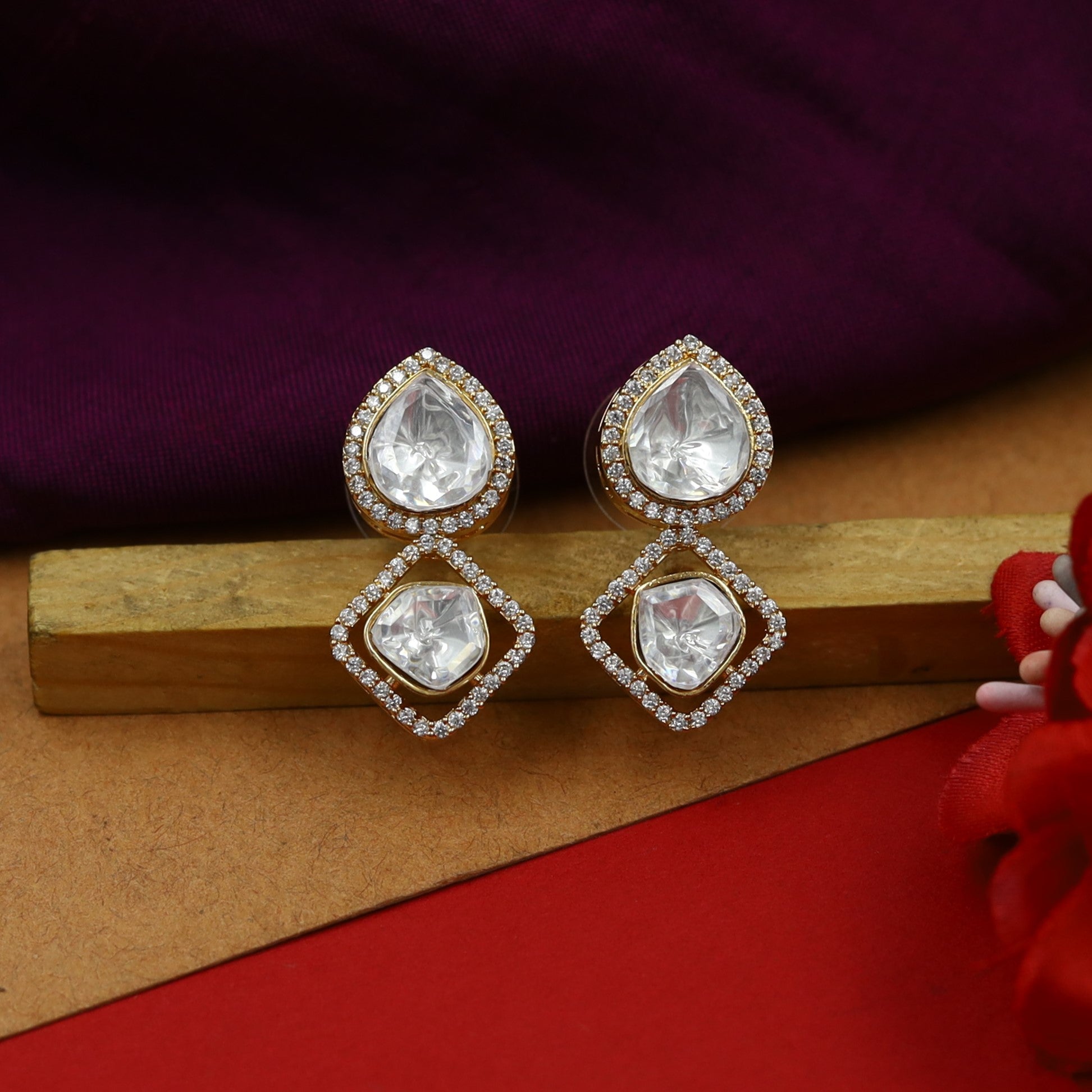 Moissanite Light Earring Kundan Earring 15068-87