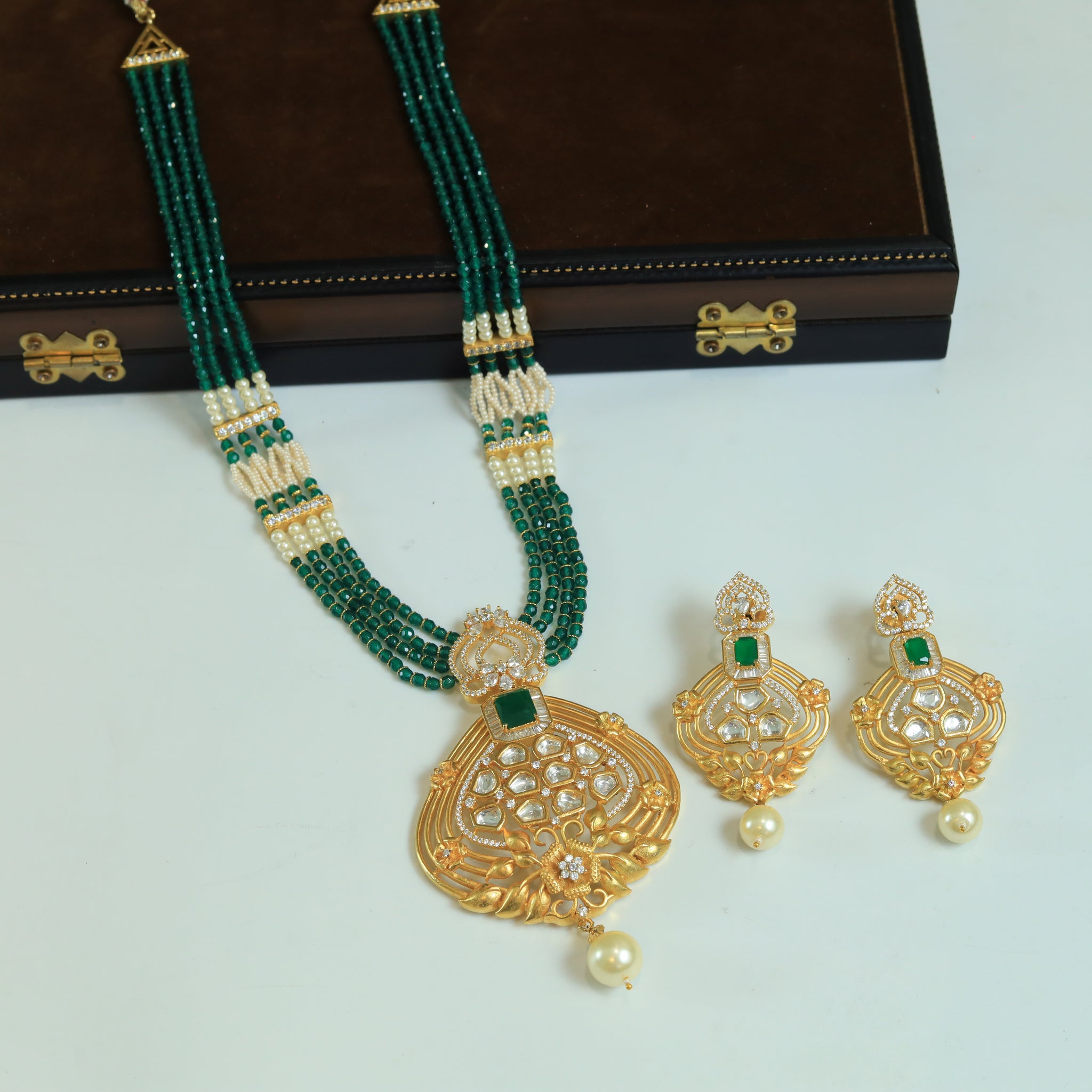 Green Zircon/AD Pendant Set 1291-5356