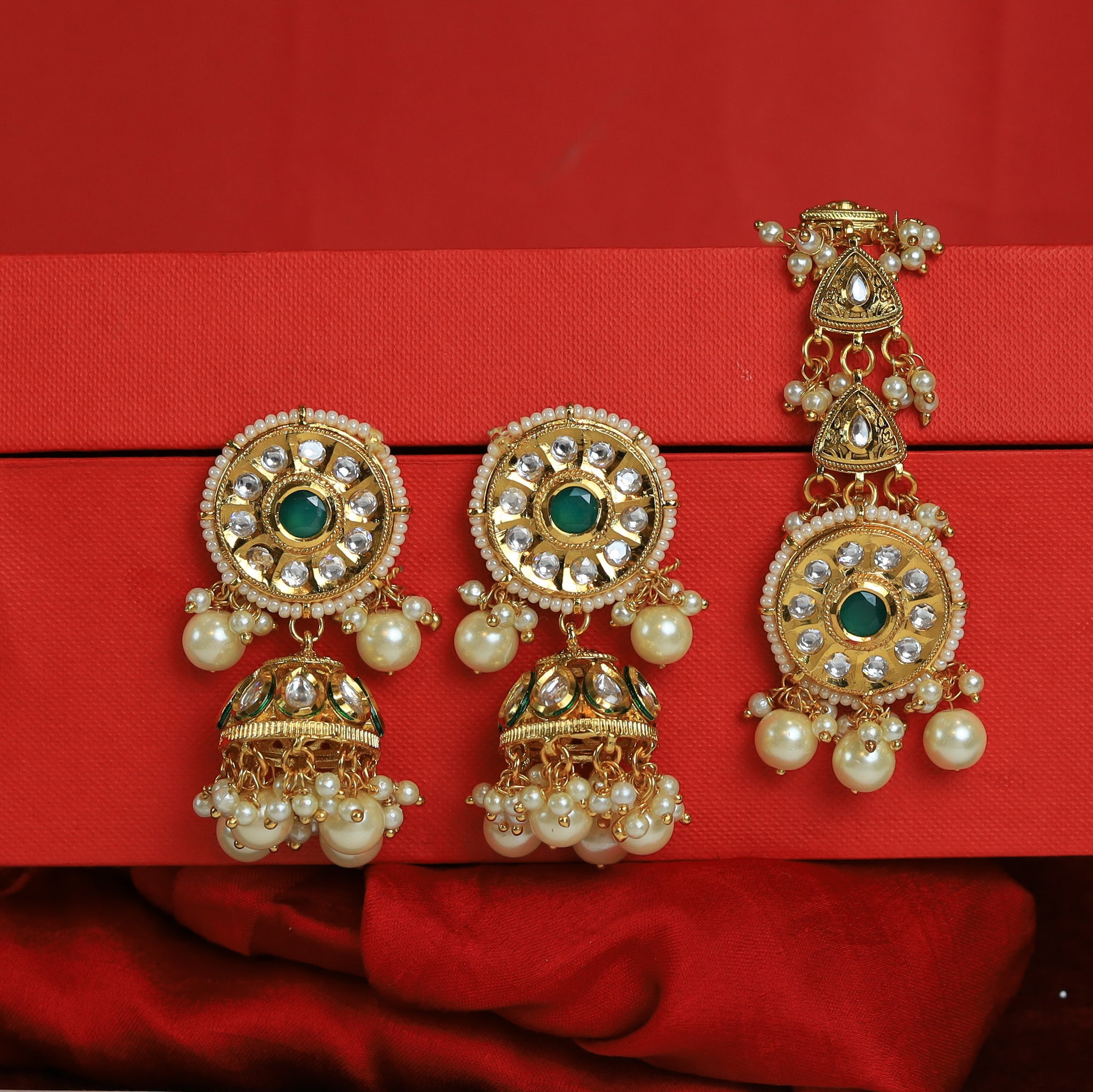 Kundan Mang tikka & Earring Set 8758-100