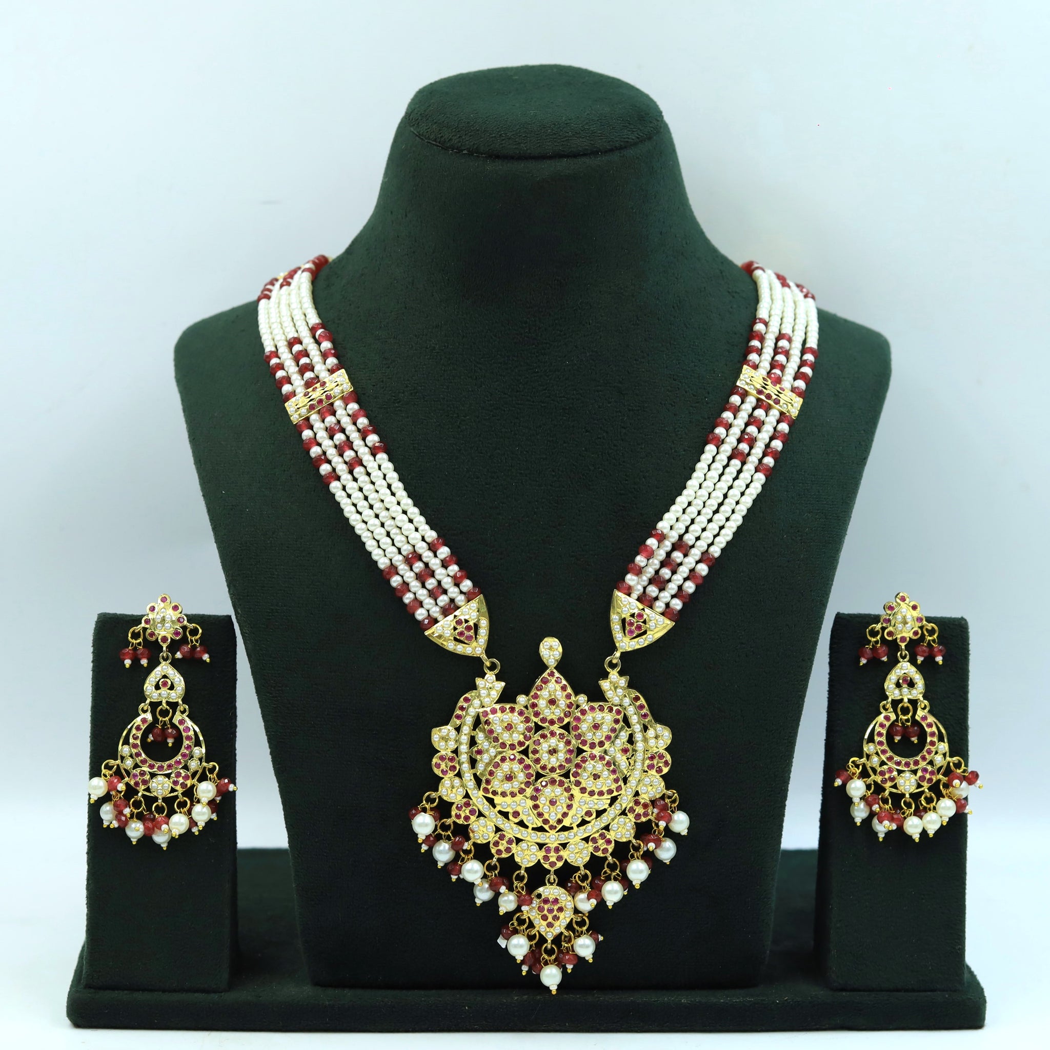 Long Neck Jadau Necklace Set 15980-65