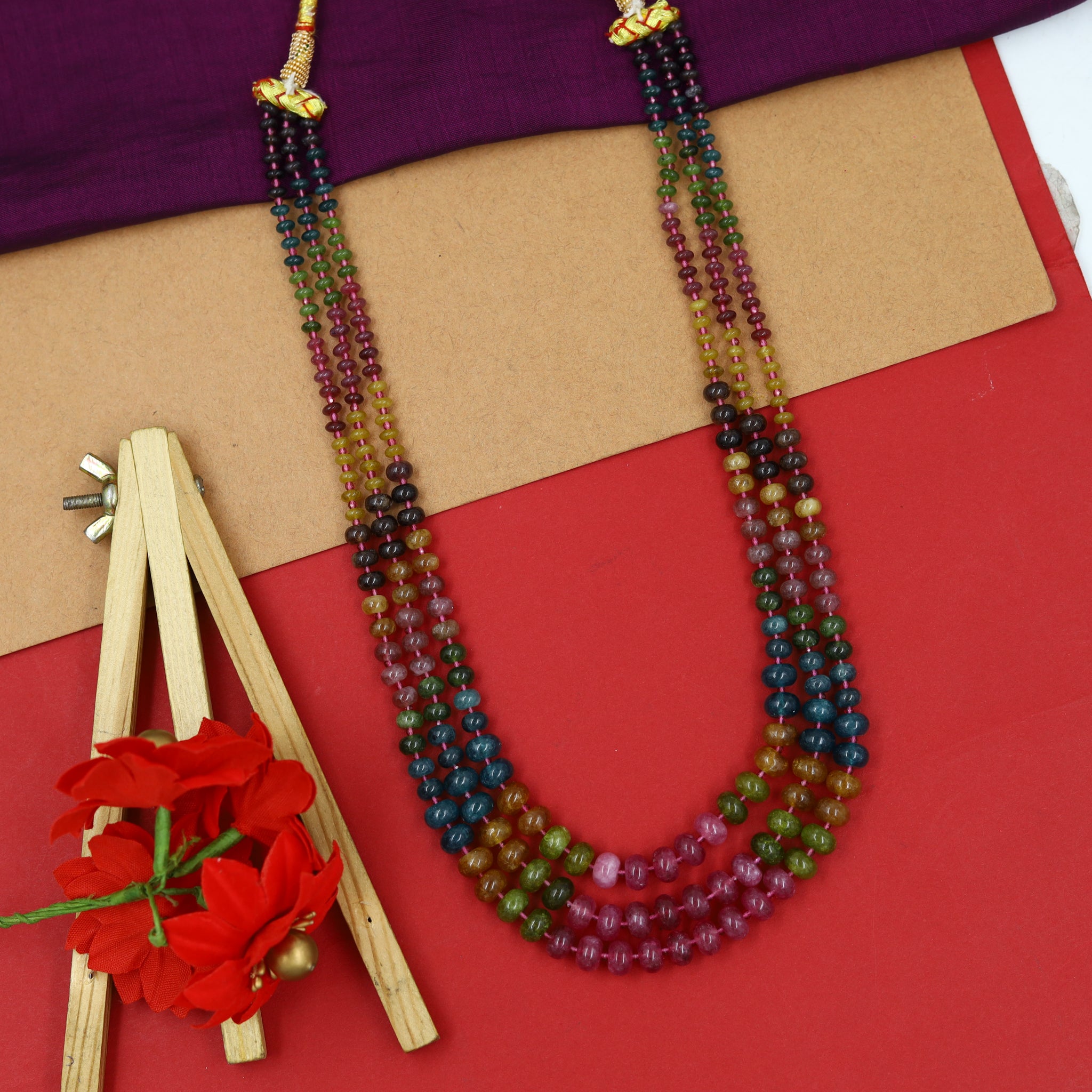 3 Line Colorful Pearl Mala 14969-35