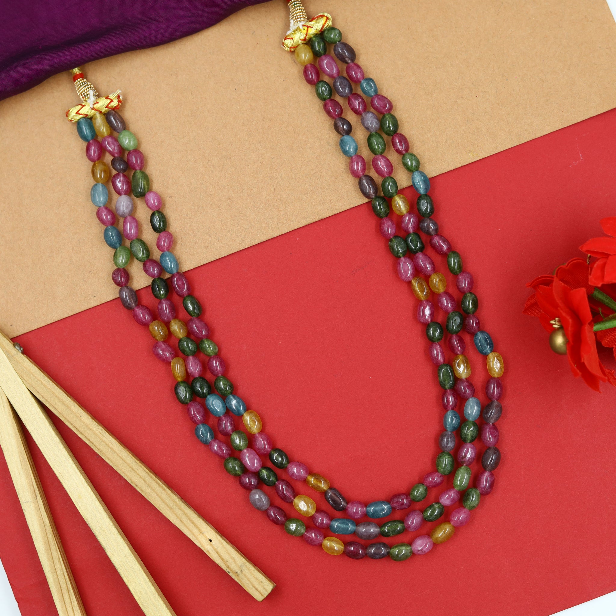 3 Line Colorful Pearl Mala 14968-35