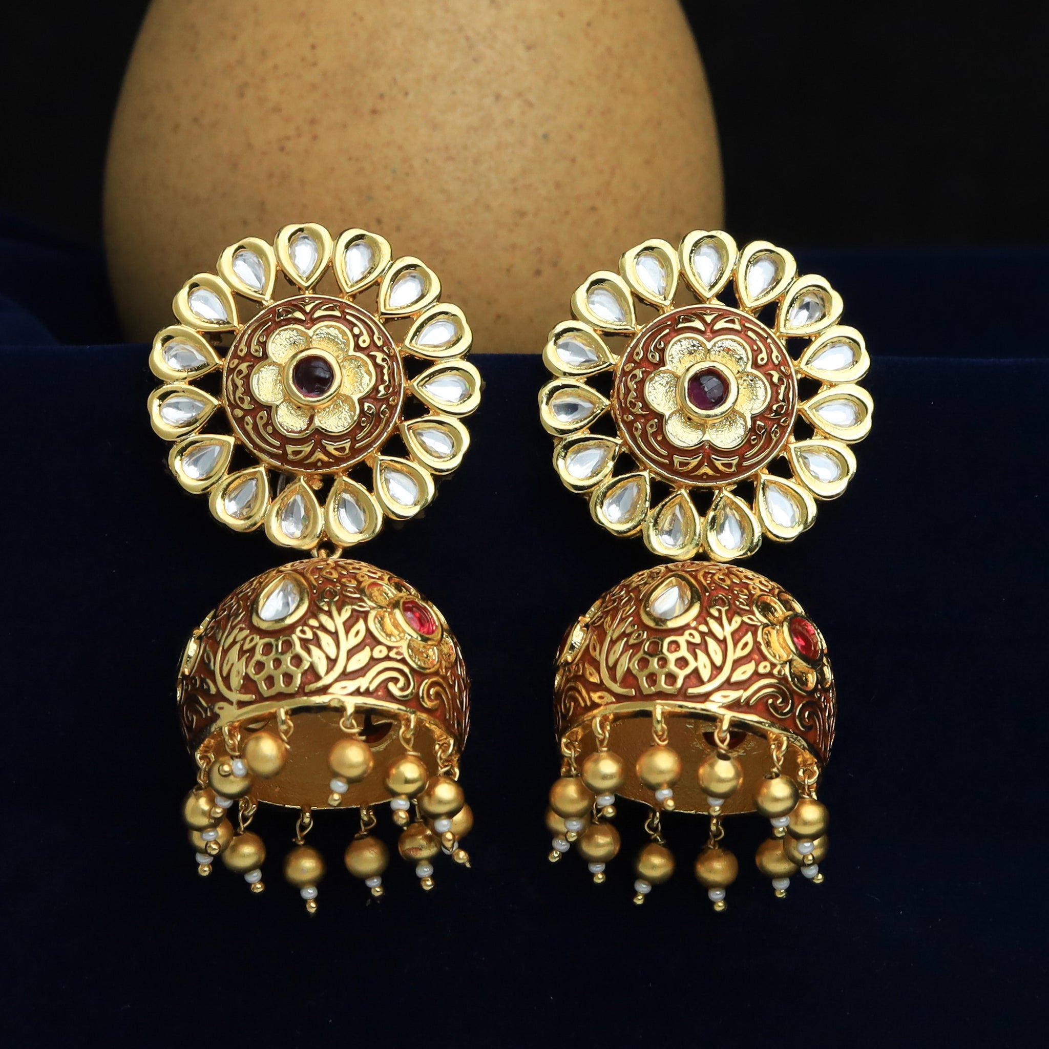 Ruby Meenakari Kundan Jhumki Earring 8874-2952