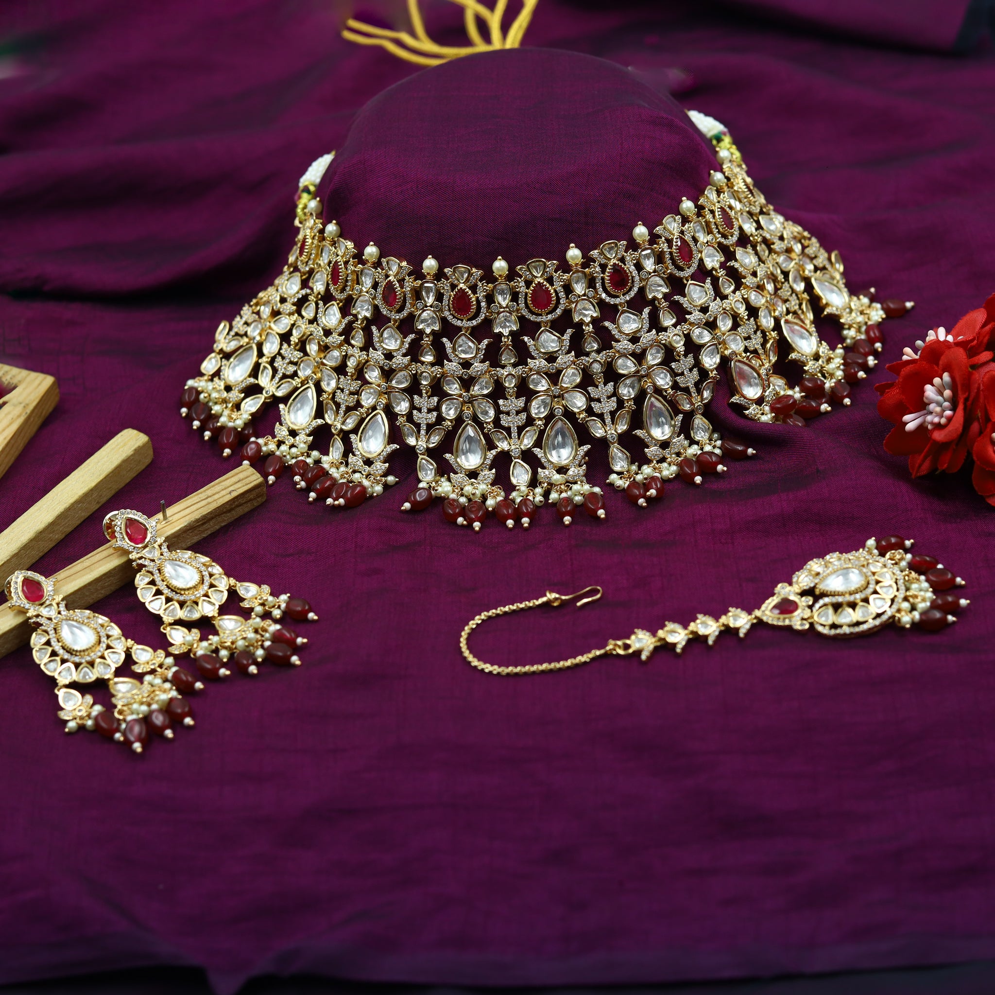 Bridal Choker Kundan Necklace Set 15625-28