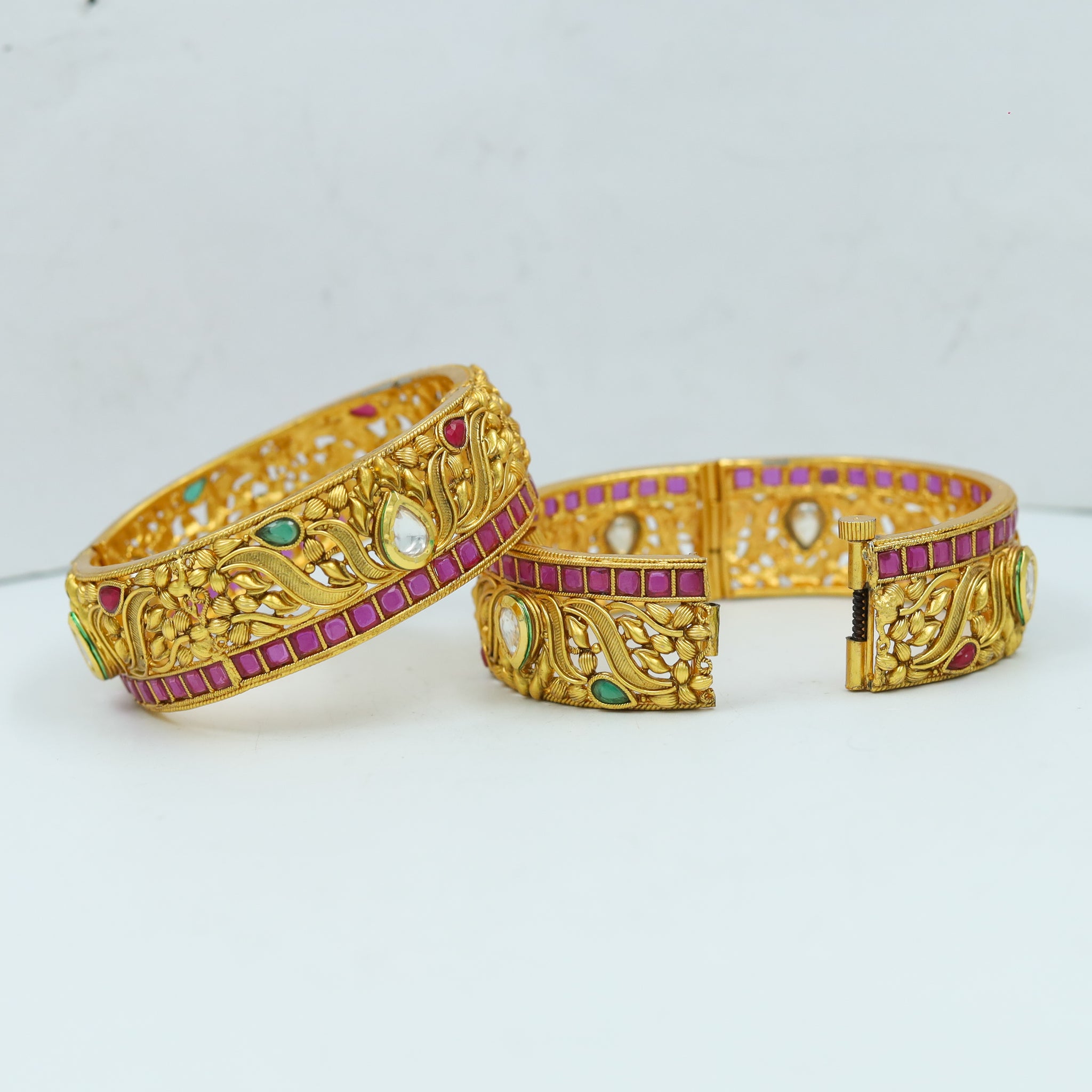 Ruby Green Bangles/Kada