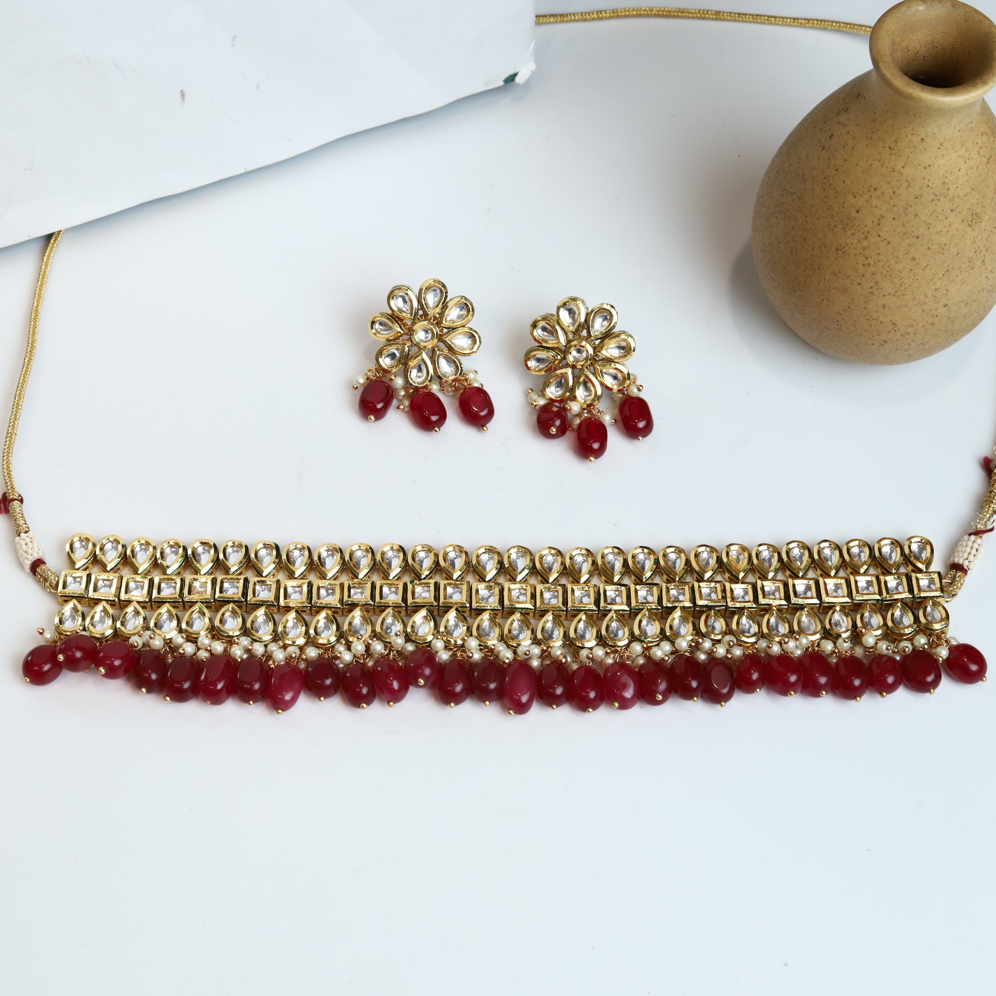 Kundan Pearl Choker Set 17932-5114