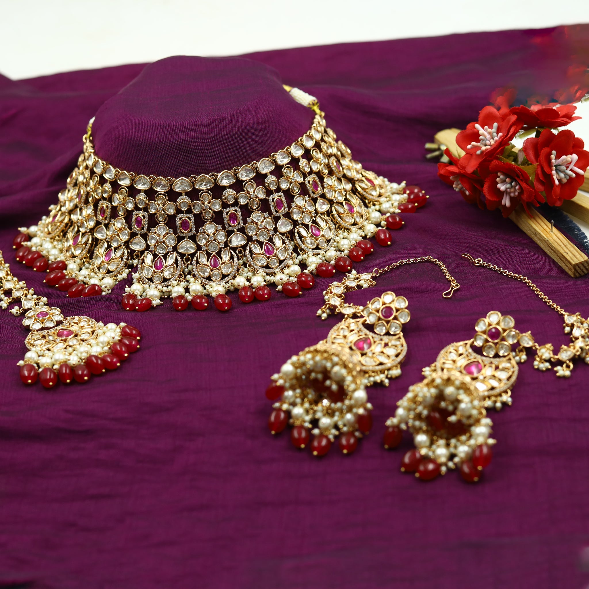 Bridal Choker Kundan Necklace Set 15608-28