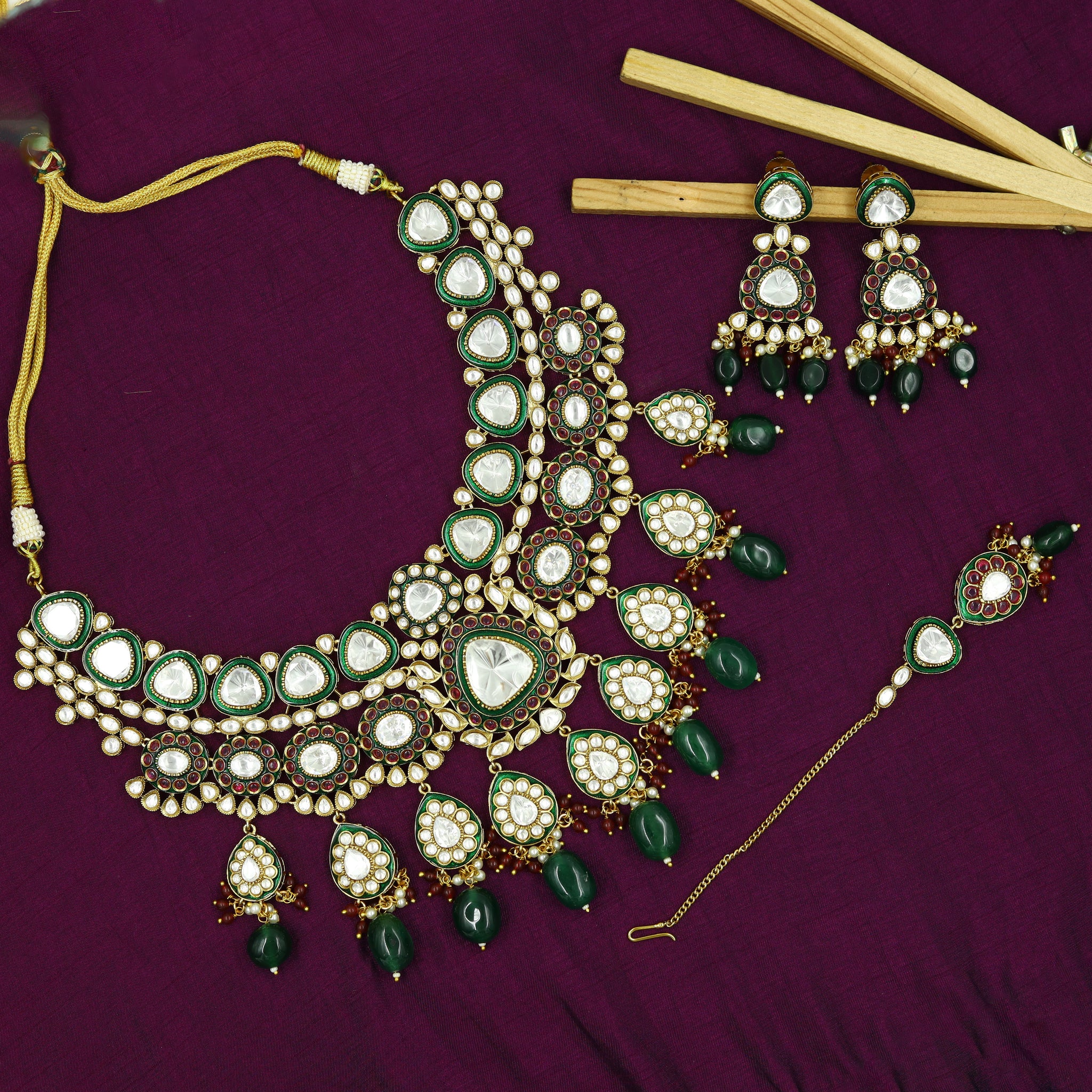 Sabyasachi Inspired Bridal Kundan Necklace Set 15858-28