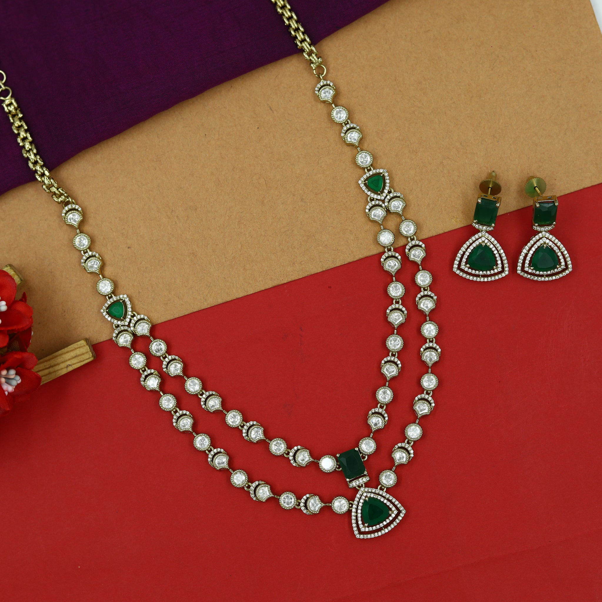 Layered Kundan Necklace Set 15845-28