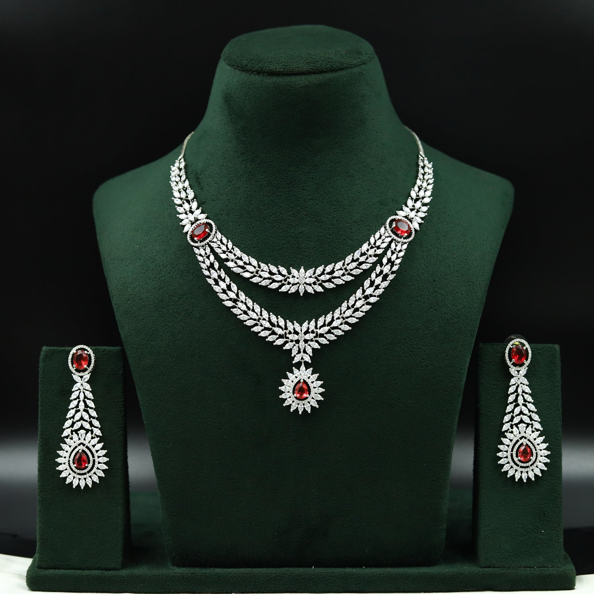 Round Neck Zircon/AD Necklace Set 6657-28