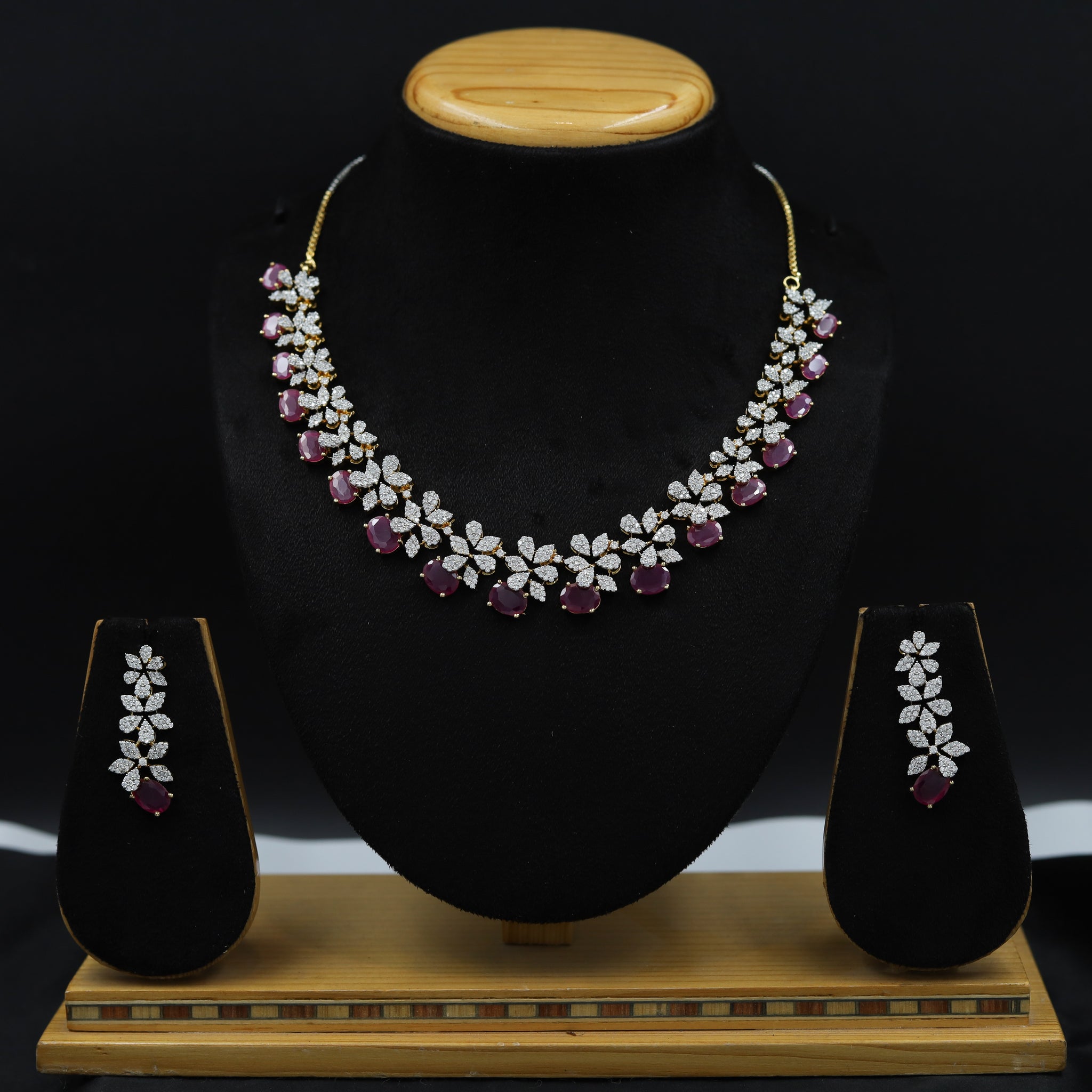 Round Neck Zircon/AD Necklace Set 11629-08