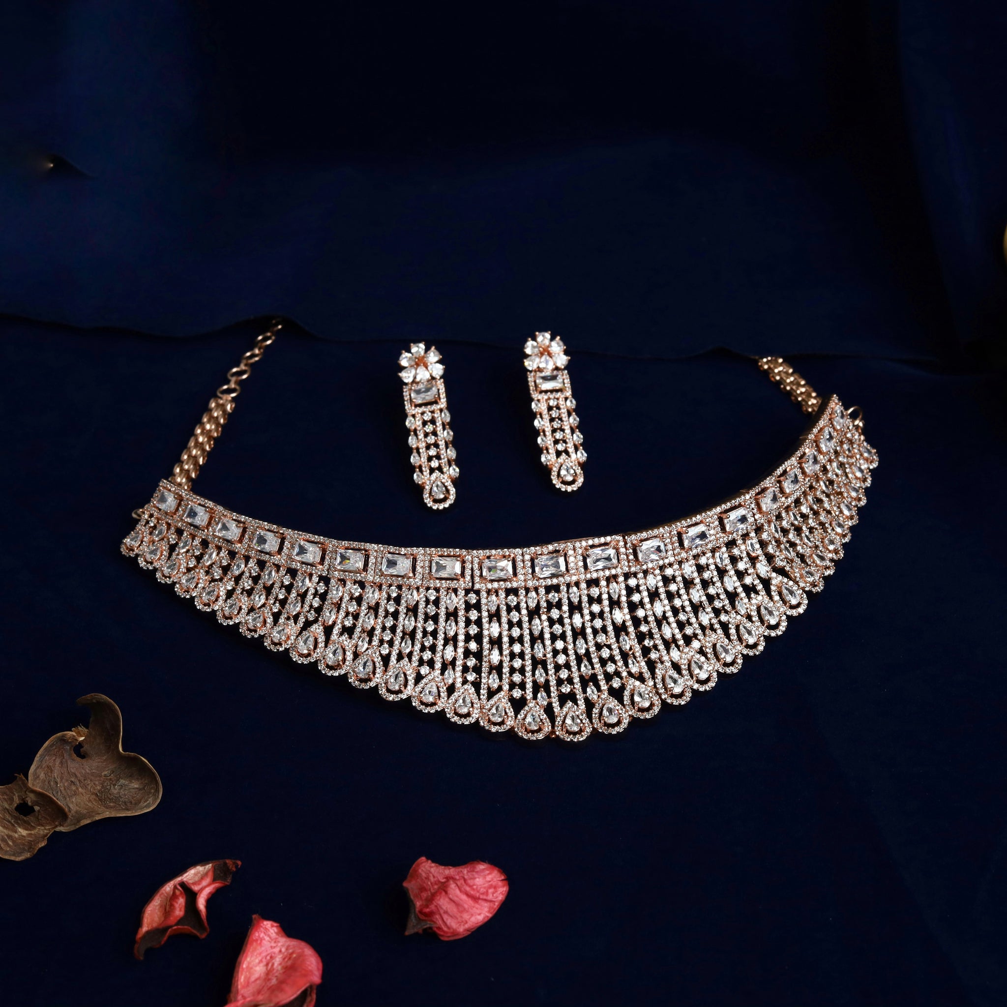 Stylish Zircon/AD Choker Set 15217-2364