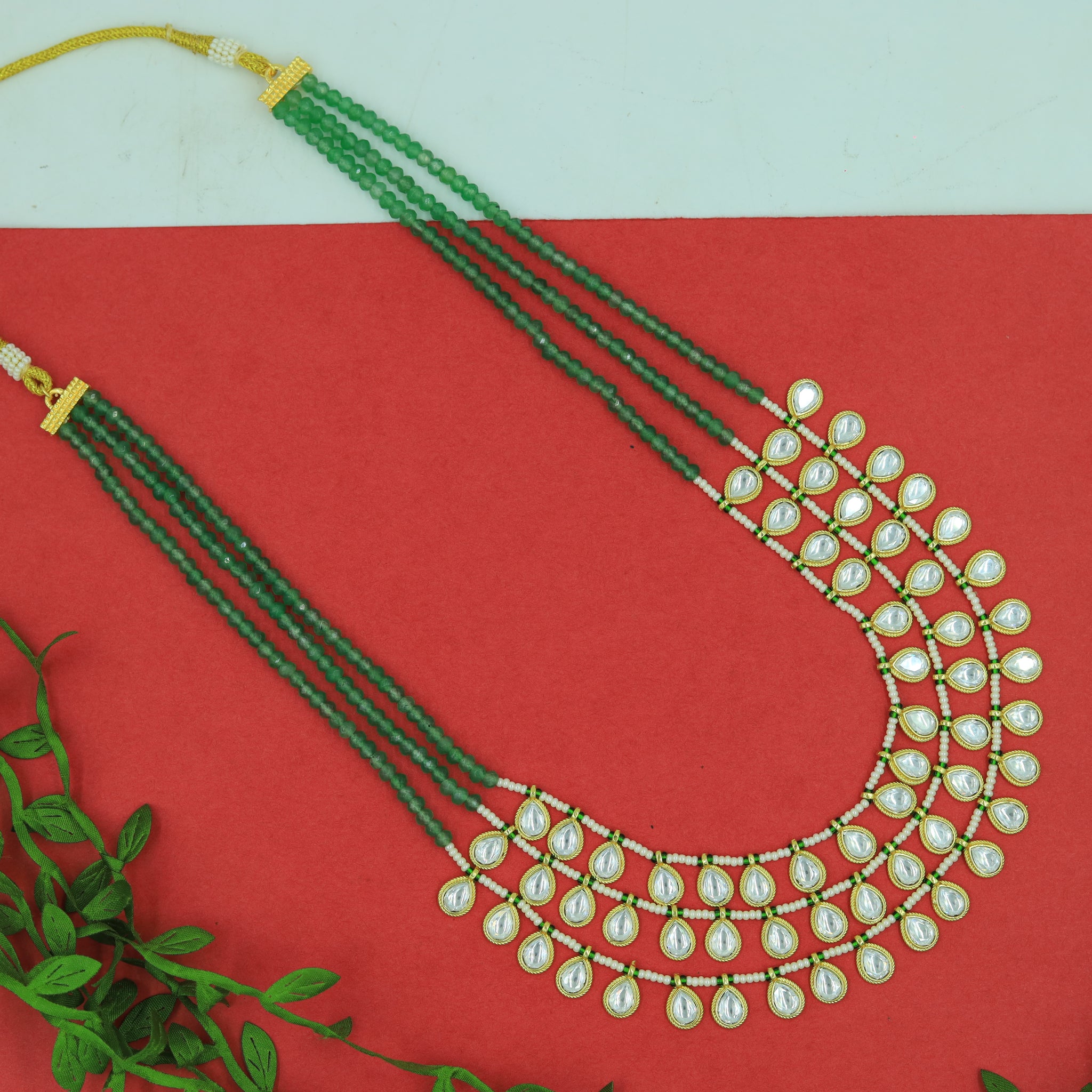 Long Neck Kundan Necklace Set 16124-56