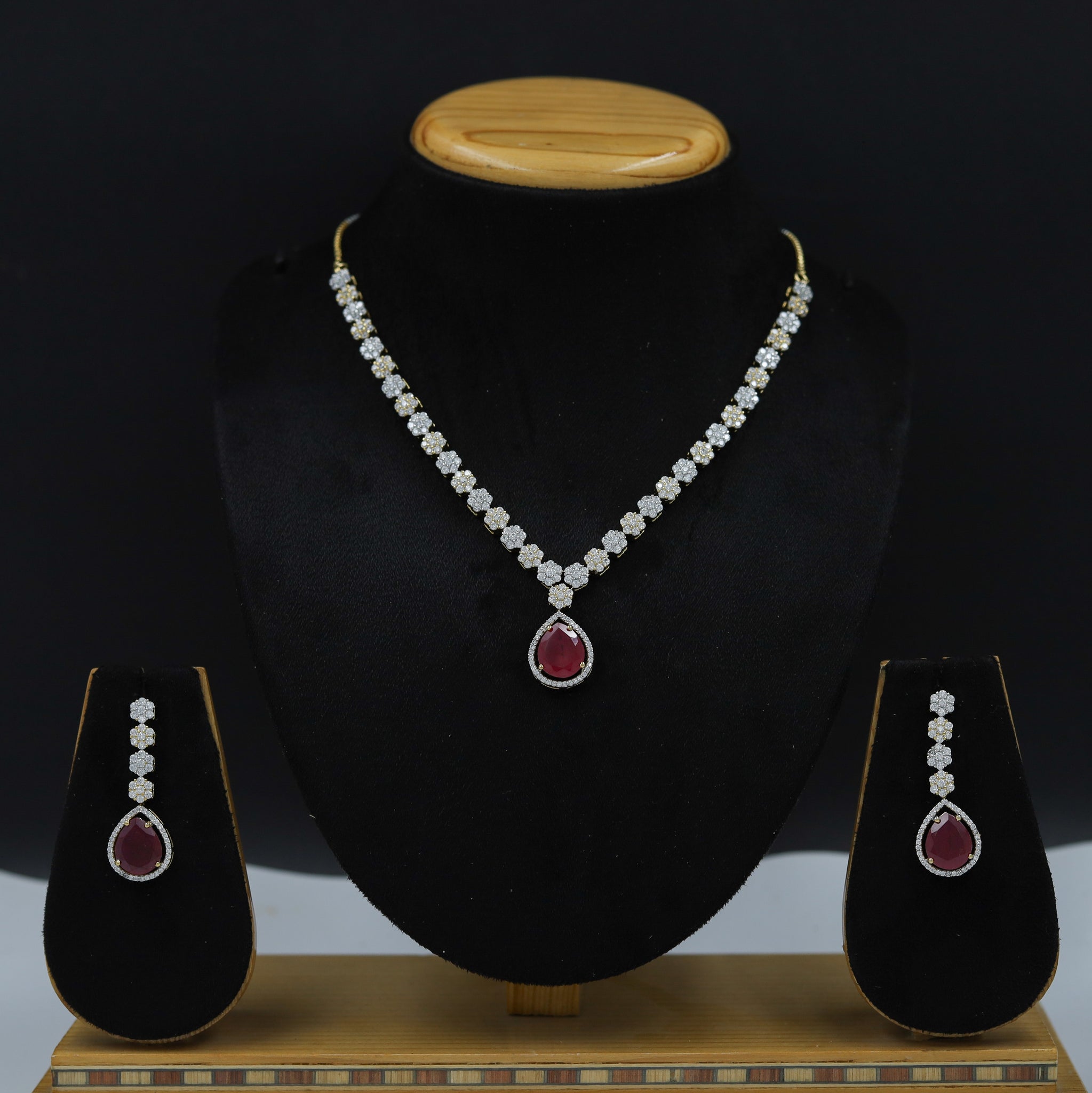 Round Neck Zircon/AD Necklace Set 11630-08