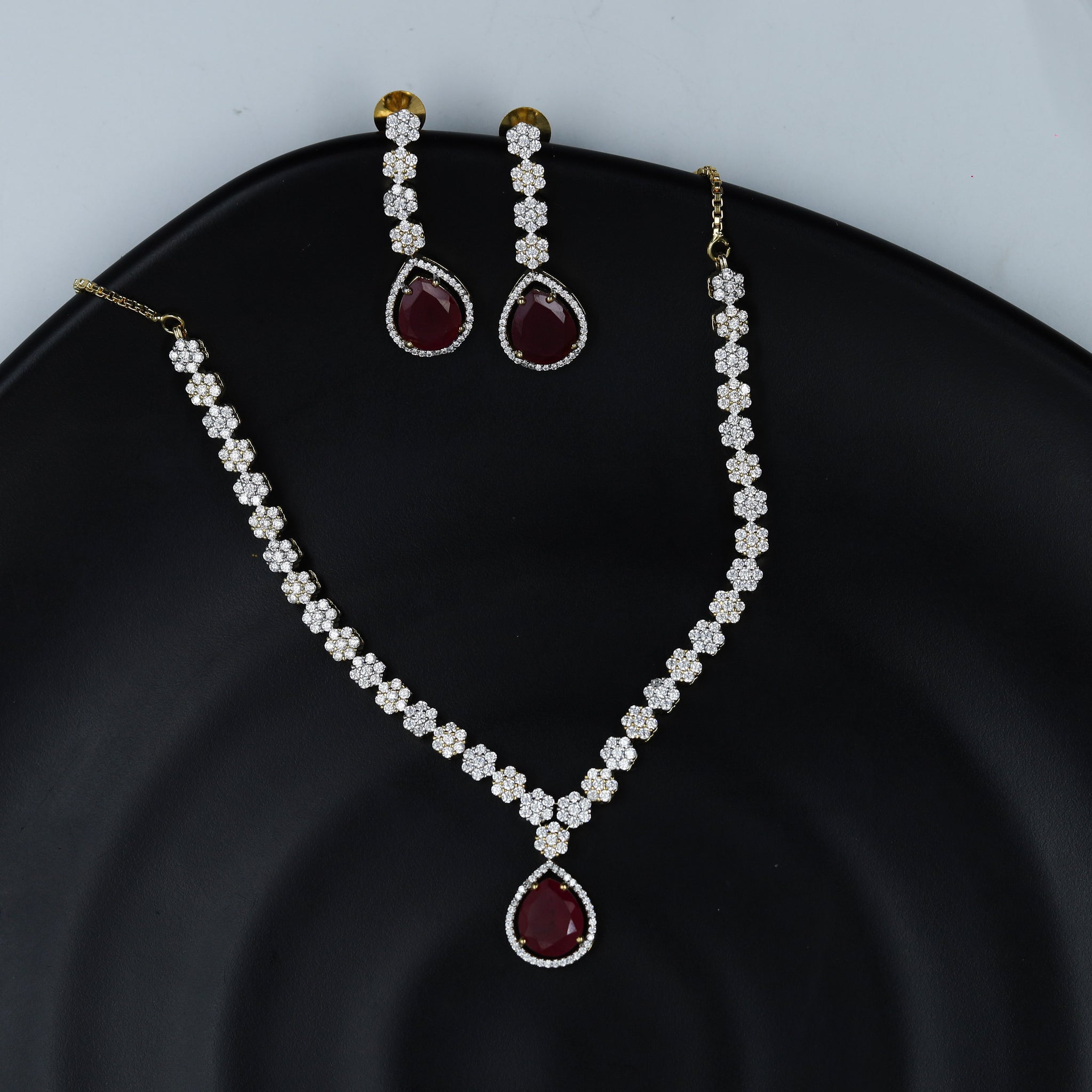 Round Neck Zircon/AD Necklace Set 11630-08