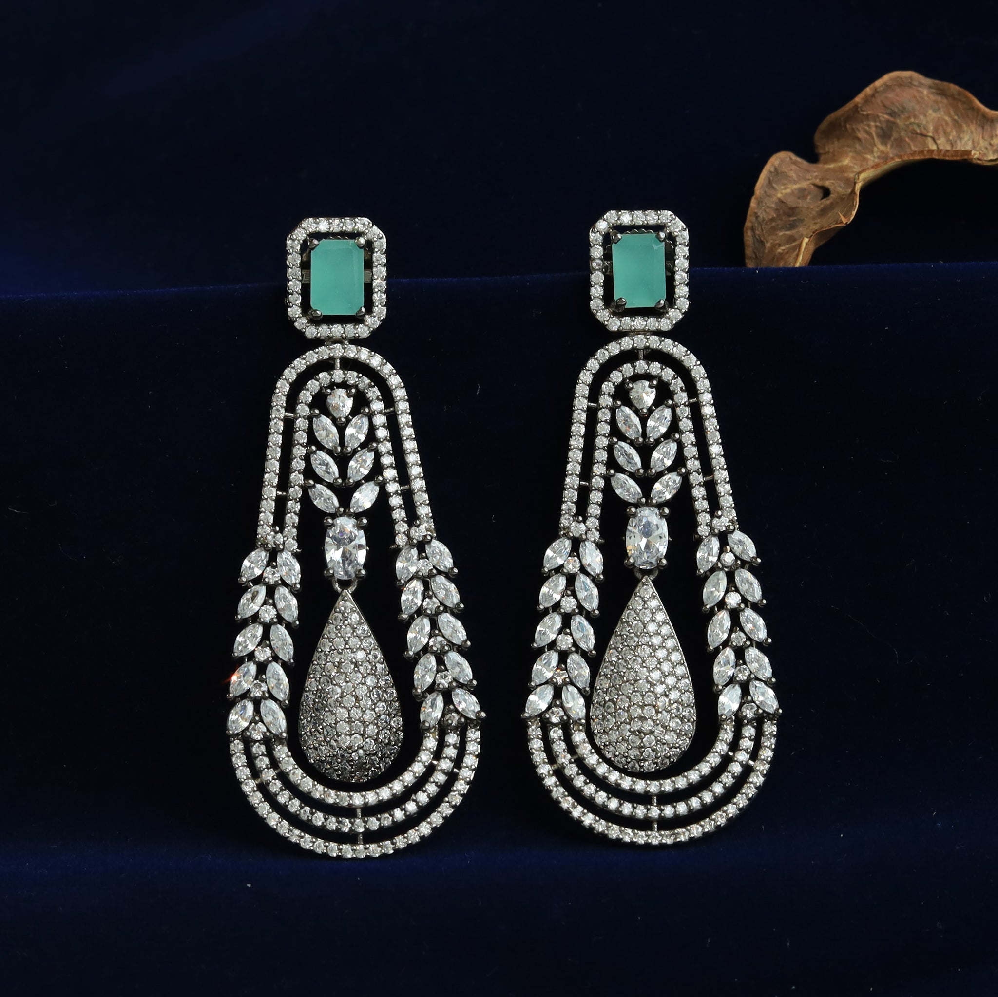 Mint Green Zircon/AD Earrings 10868-6648