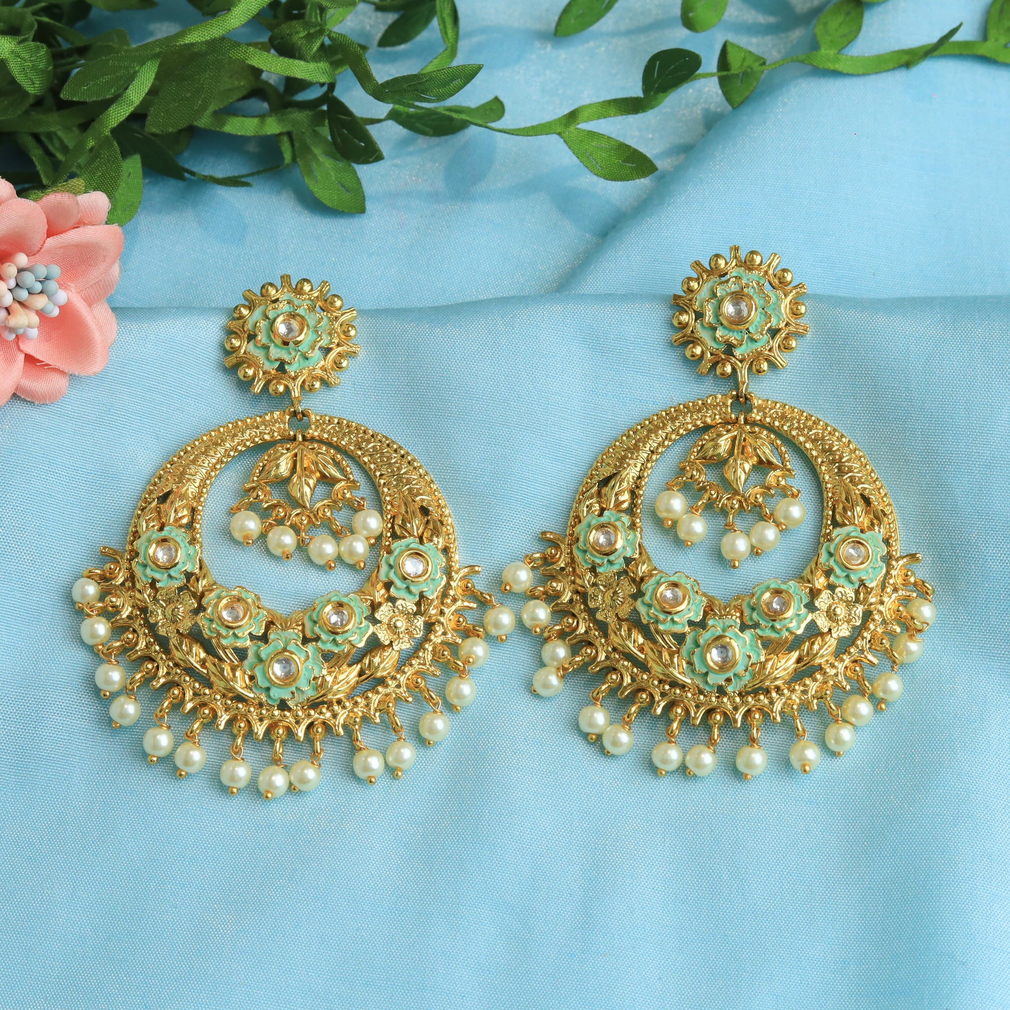 Meenakari Gold Plated Chandbali 6314-1535