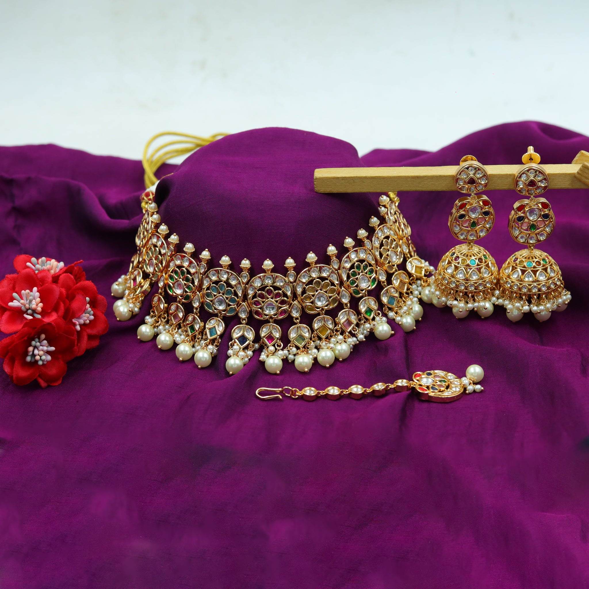 Sabyasachi Inspired Choker Kundan Necklace Set 15614-28