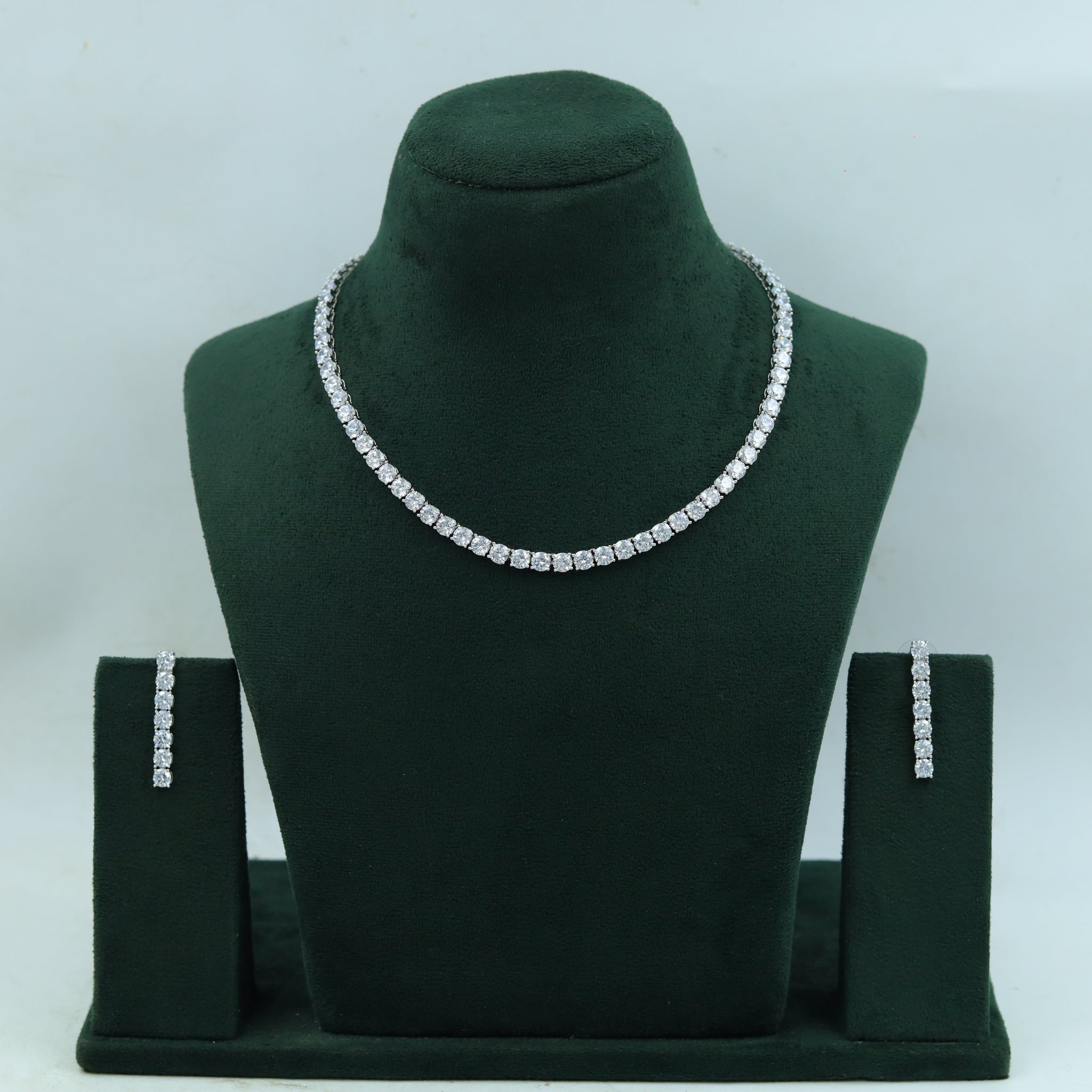 Round Neck Zircon/AD Necklace Set 15143-05