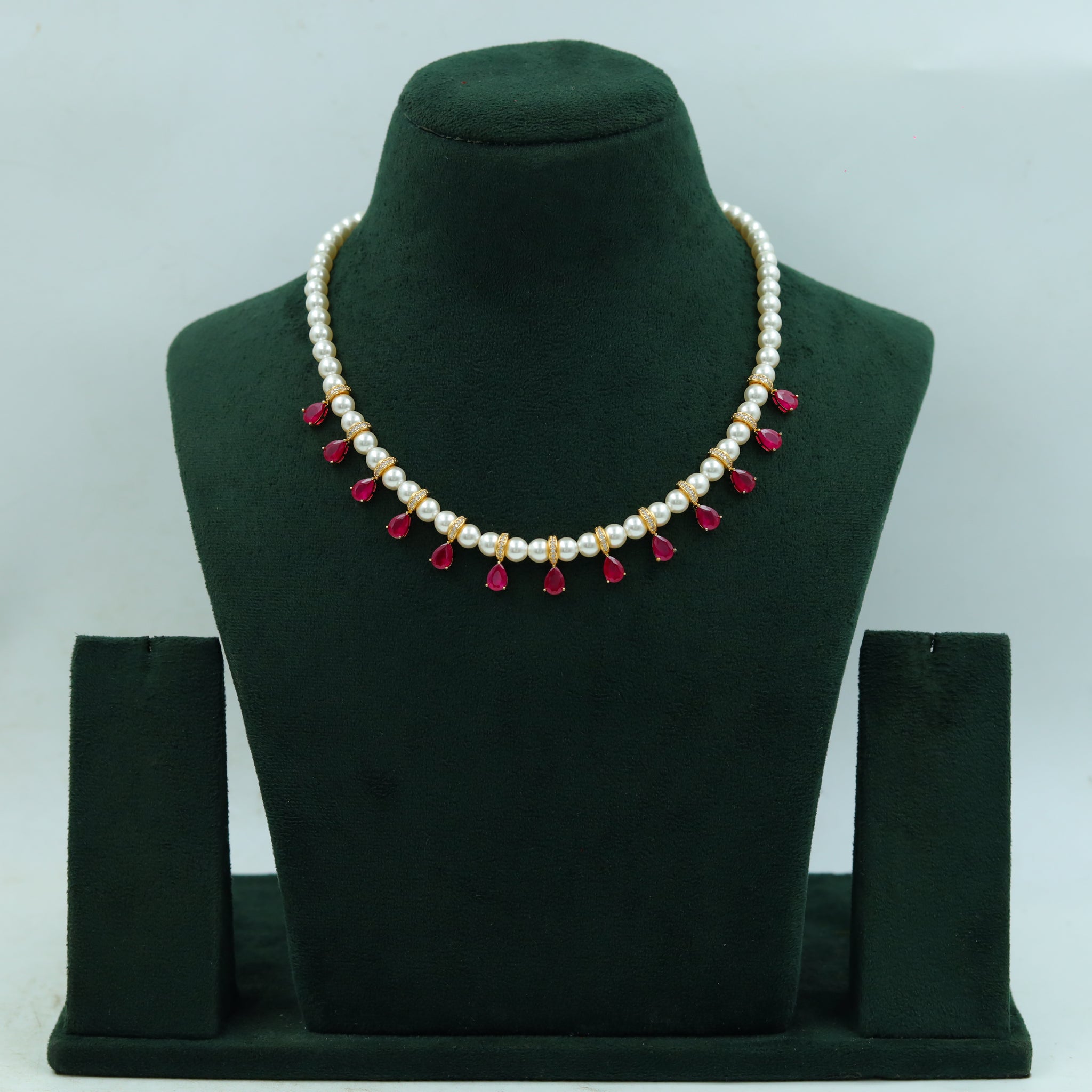 Round Neck Zircon/AD Necklace Set 15175-05