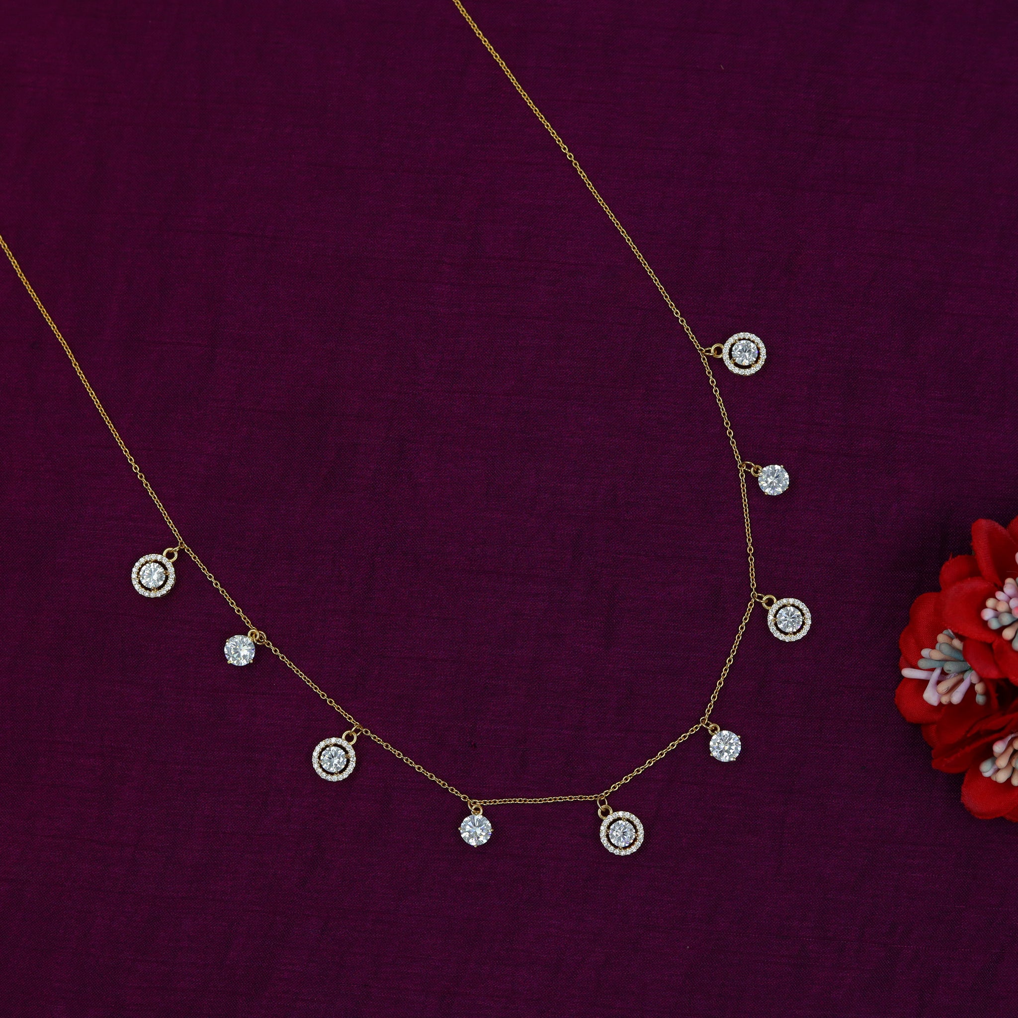 Round Neck Zircon/AD Necklace 15170-05